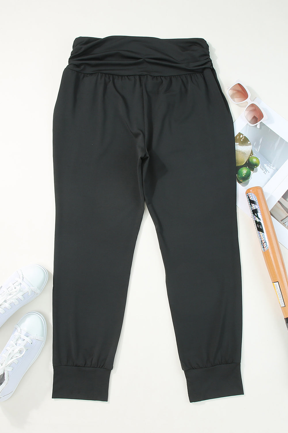 Black Plus Size High Waist Pocketed Skinny Pants