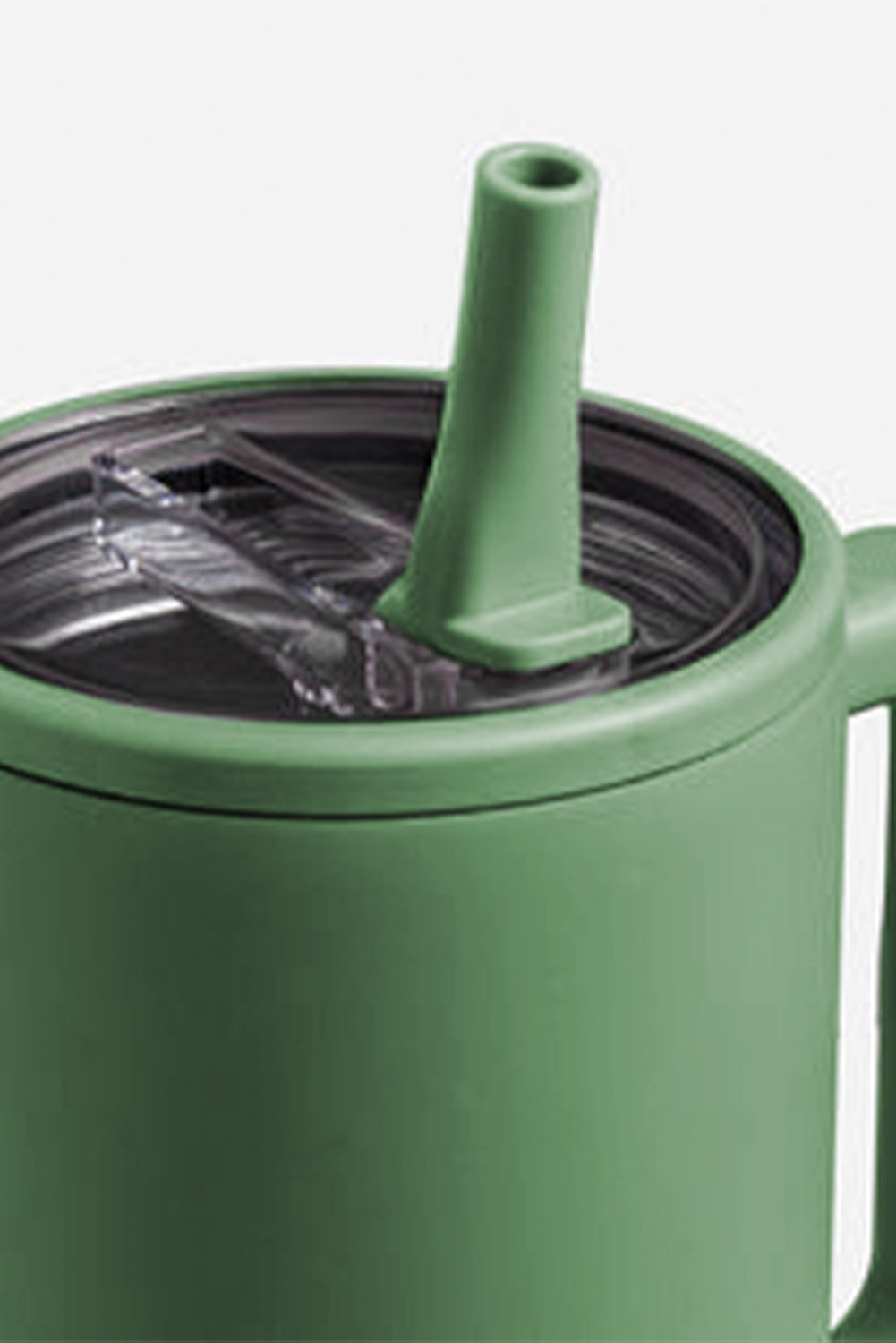 Dark Green Frosted Stainless Handle Large Vacuum Cup with Straw 40oz