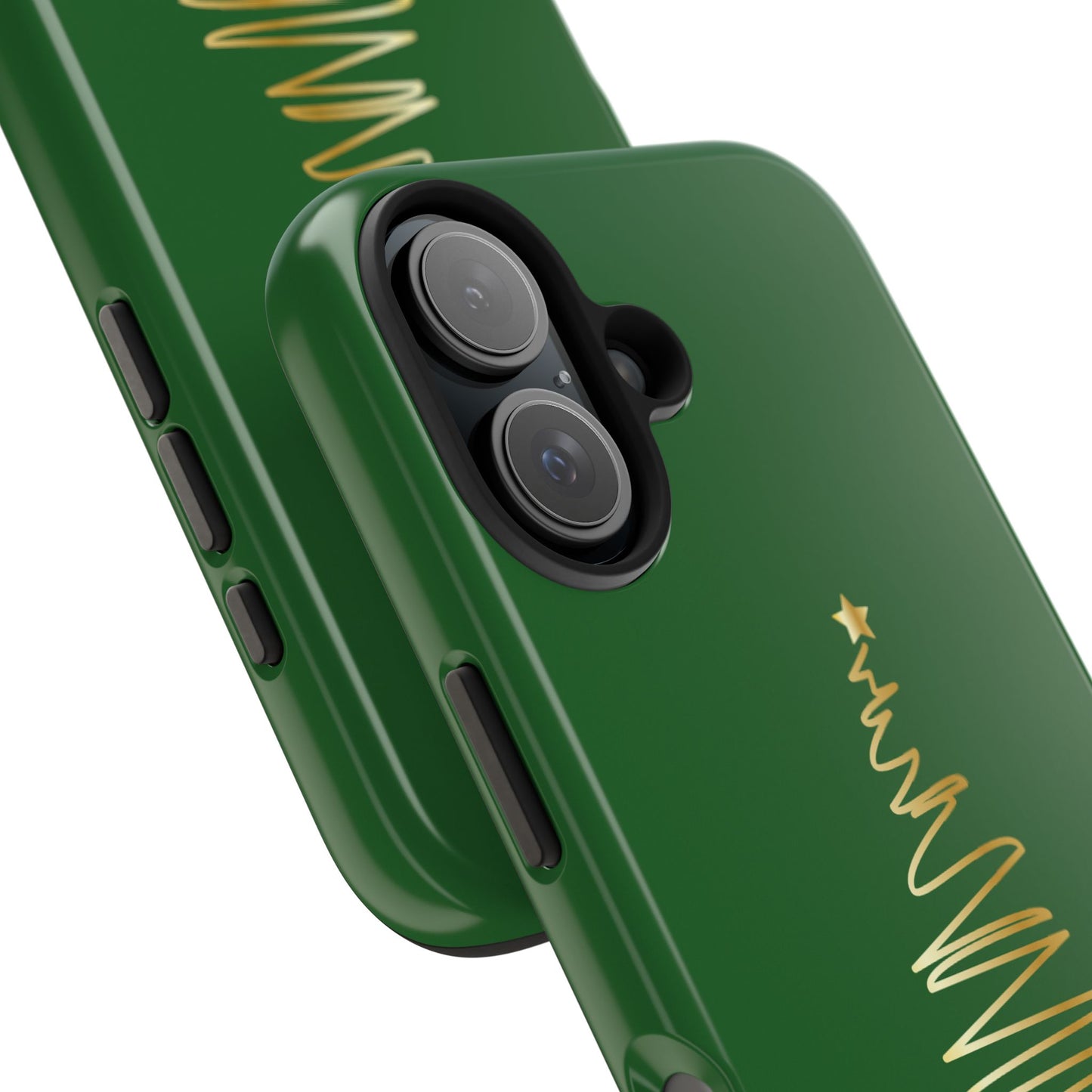 Personalized Christmas Tree Phone Case- Green and Gold