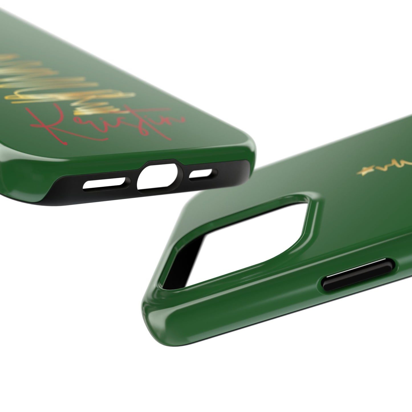 Personalized Christmas Tree Phone Case- Green and Gold