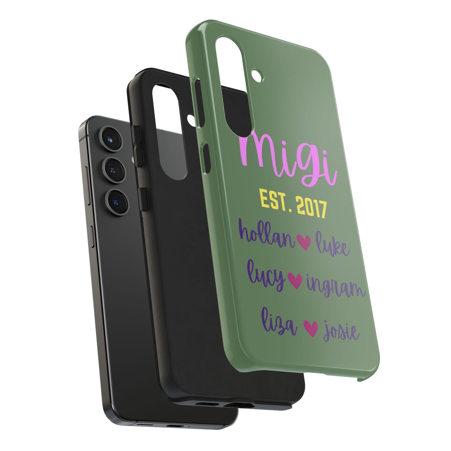 Personalized Tough Phone Case - Custom Name Design with Hearts | Perfect Gift for Family and Friends