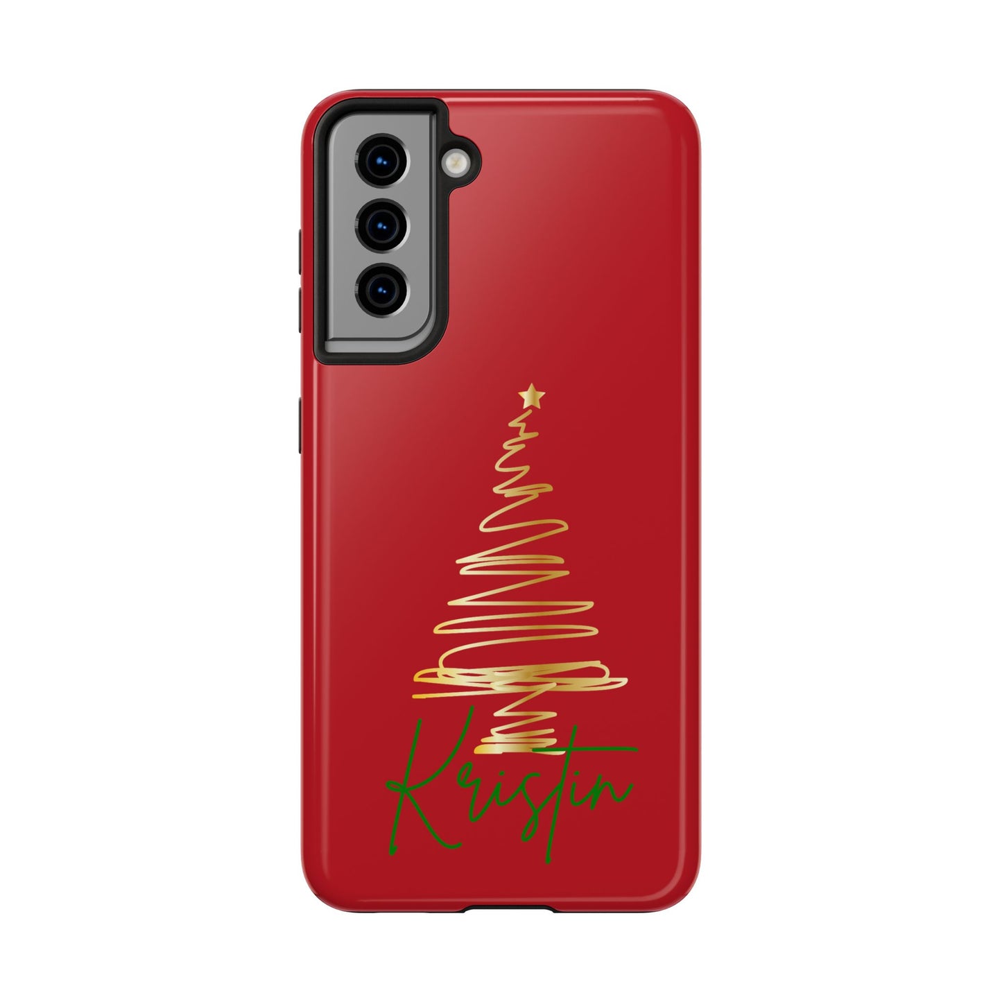 Personalized Christmas Phone Case - Red and Gold