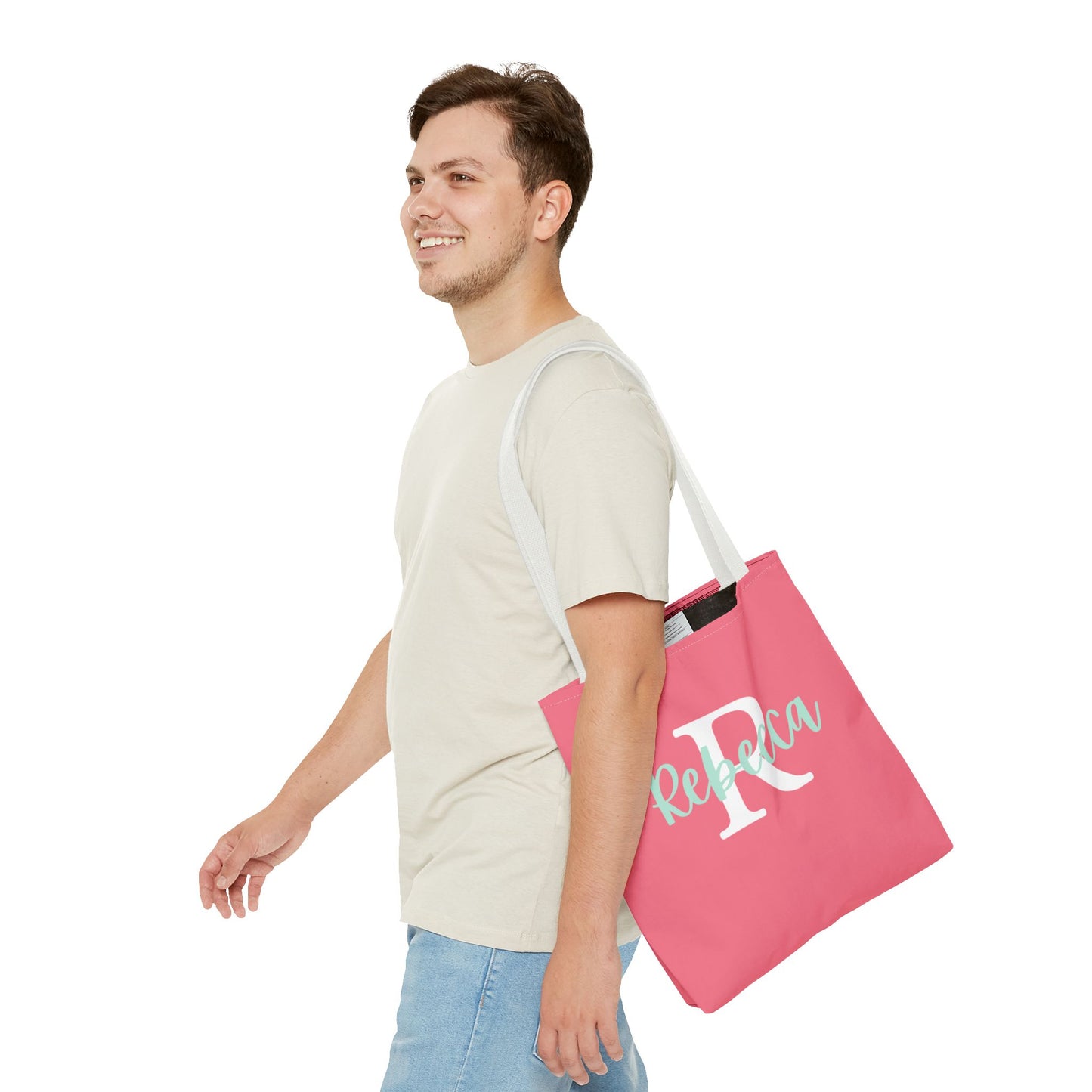 Custom Monogram Tote Bag - Stylish Pink Bag for Her