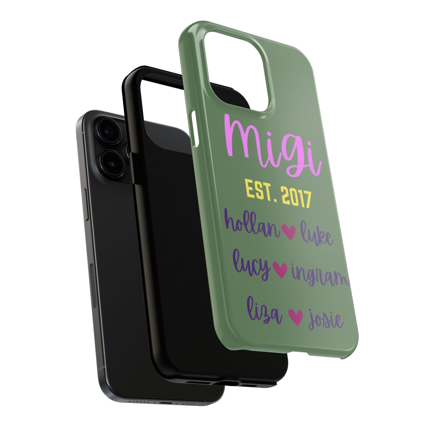 Personalized Tough Phone Case - Custom Name Design with Hearts | Perfect Gift for Family and Friends