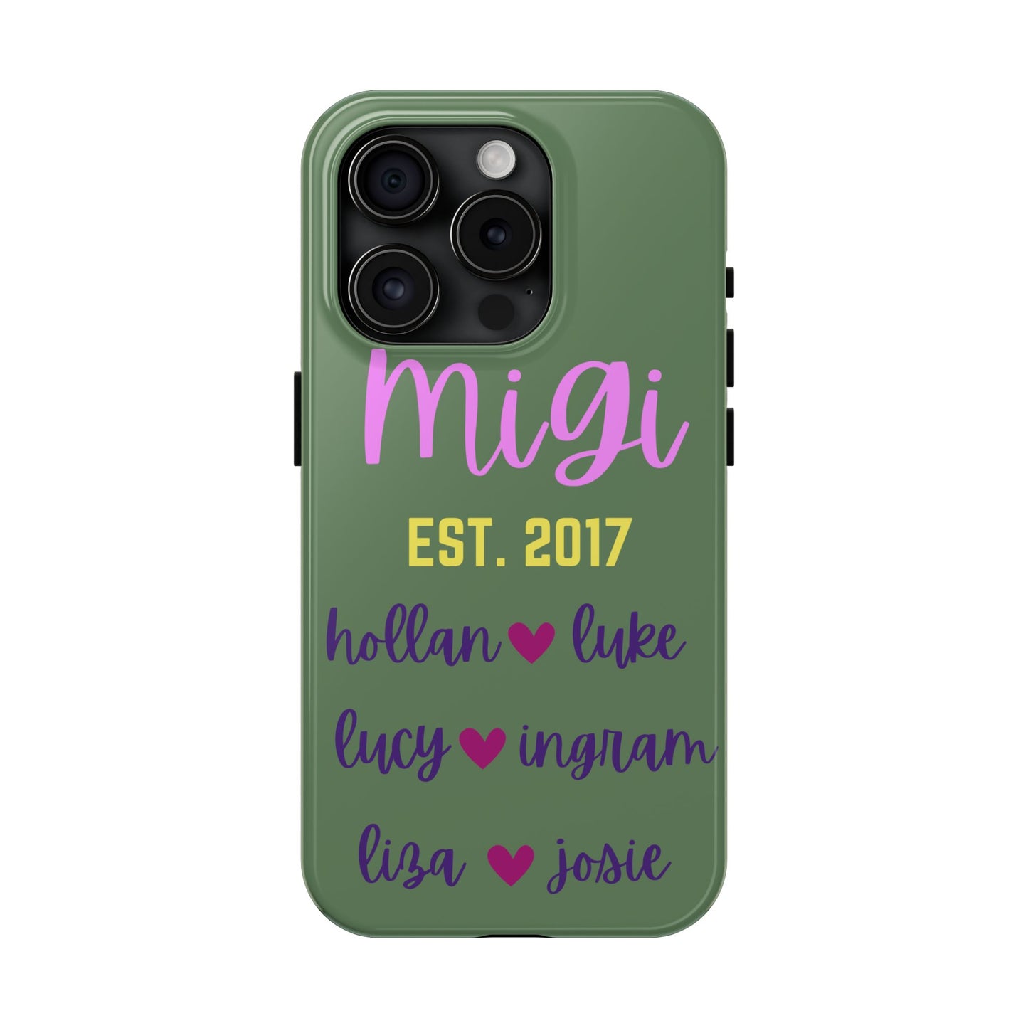 Personalized Tough Phone Case - Custom Name Design with Hearts | Perfect Gift for Family and Friends