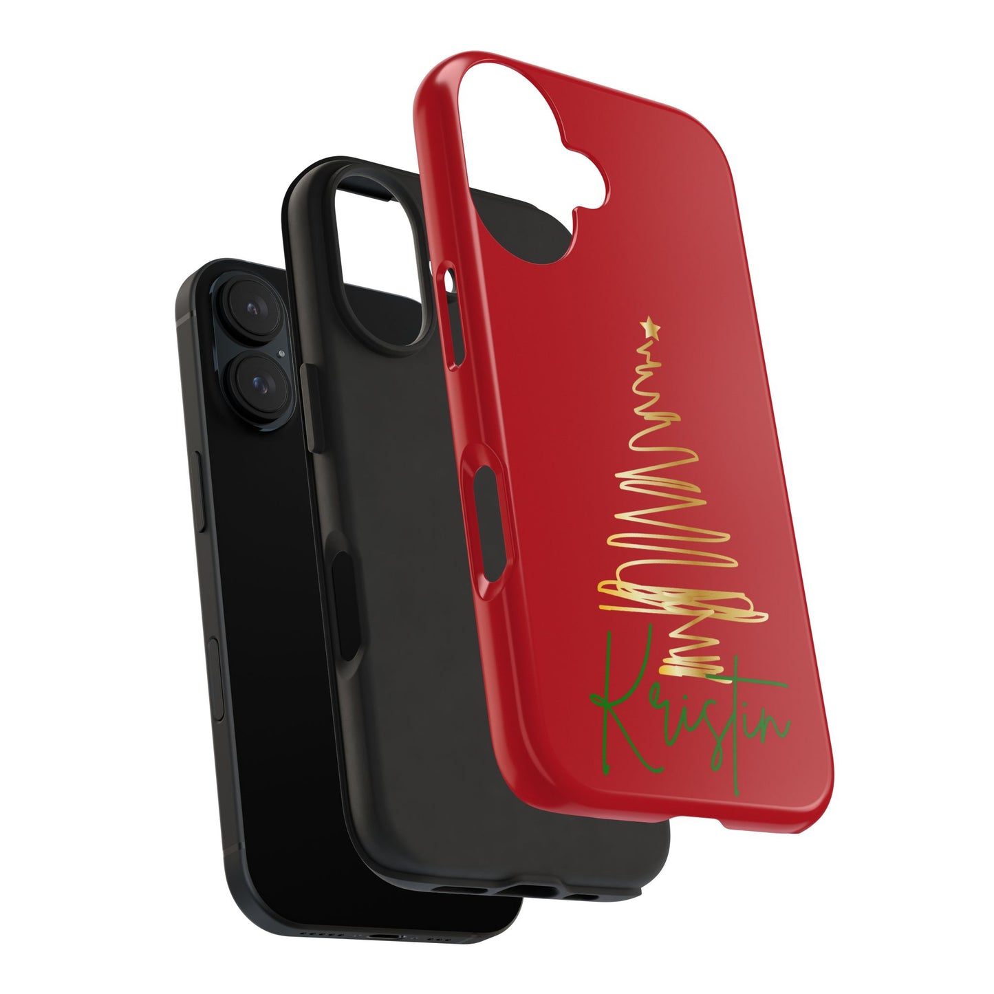 Personalized Christmas Phone Case - Red and Gold