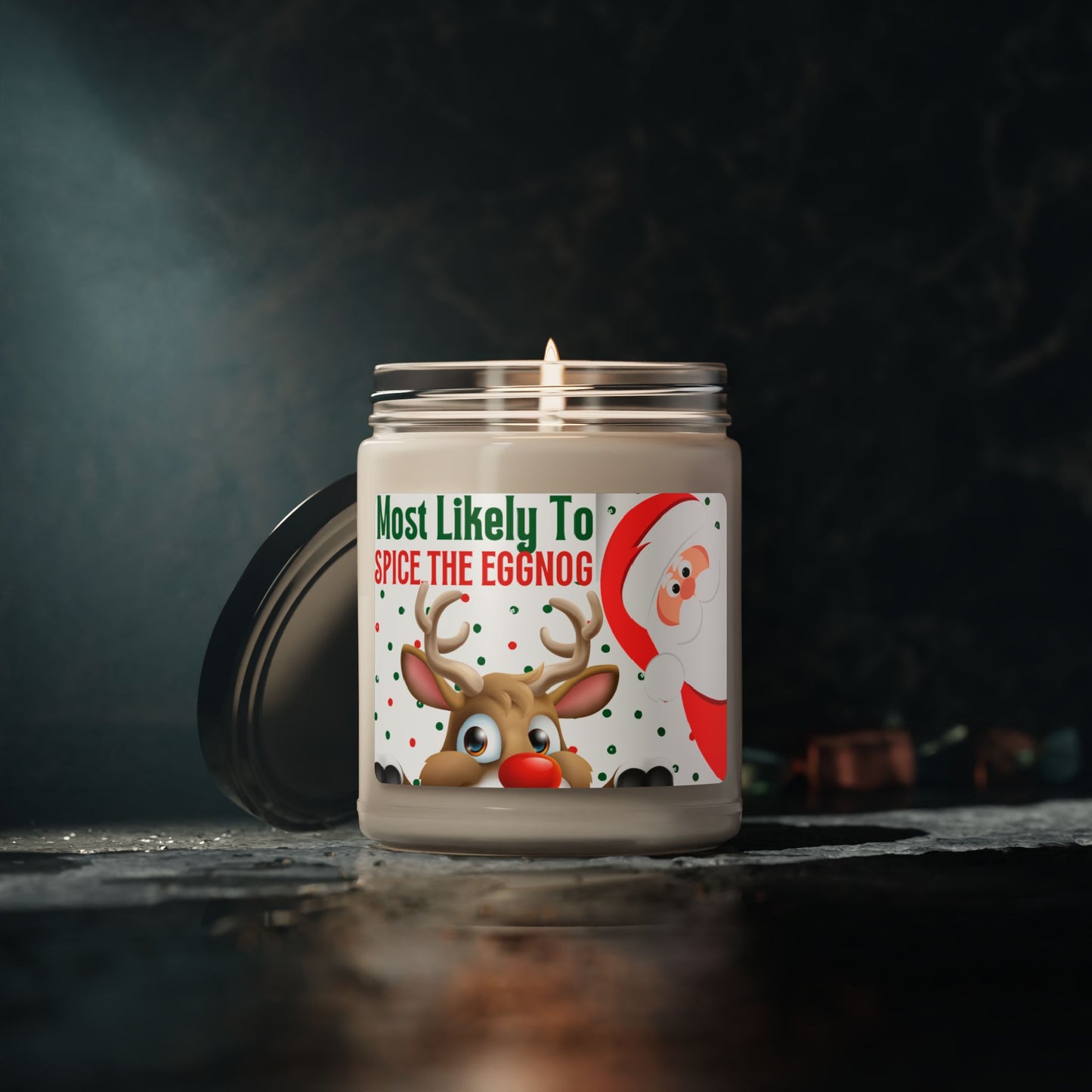 Funny Christmas Scented Soy Candle - "Most Likely to Spike the Eggnog", Sanata Candle