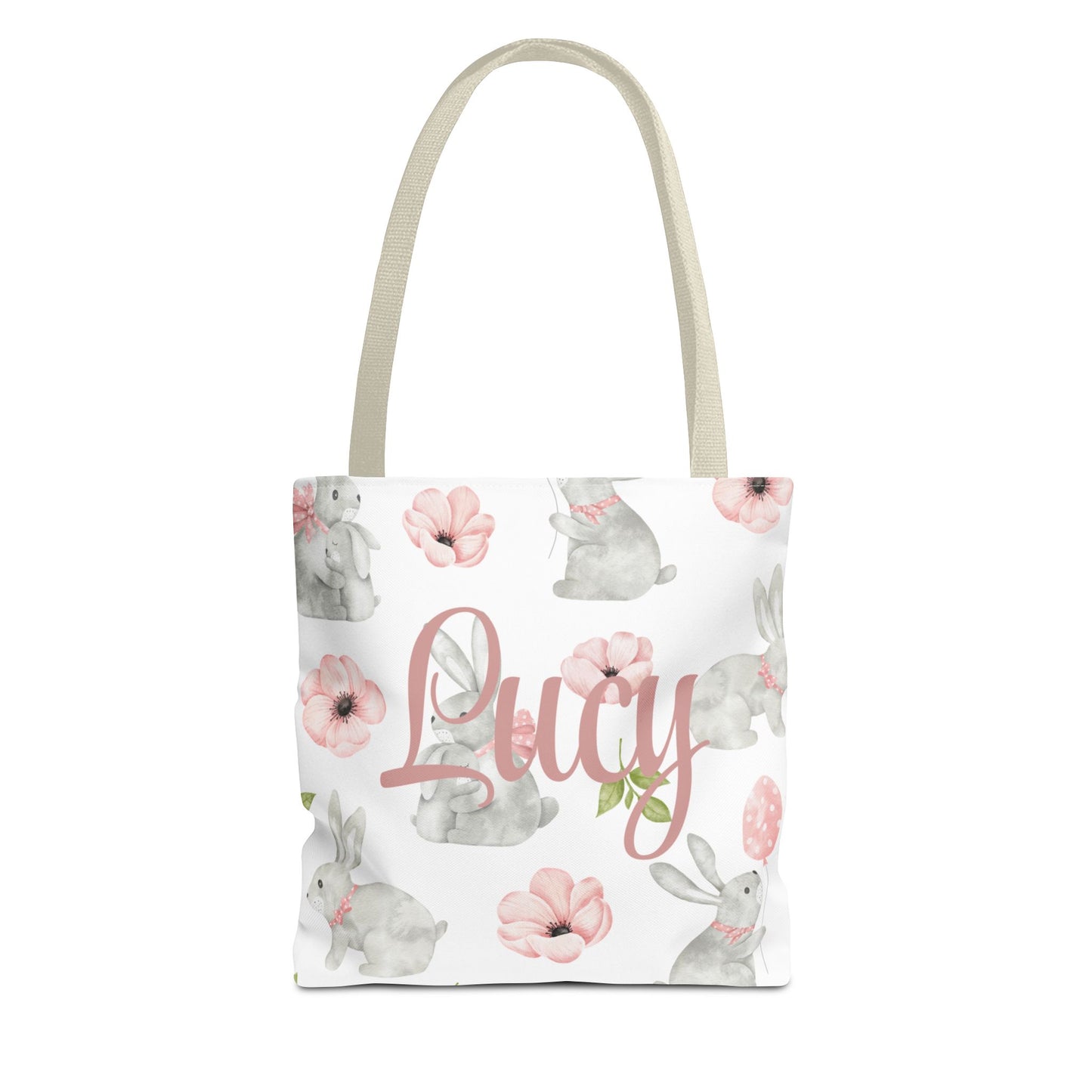 Personalized Bunny Floral Tote Bag - Customizable Tote Bag for Everyday Use