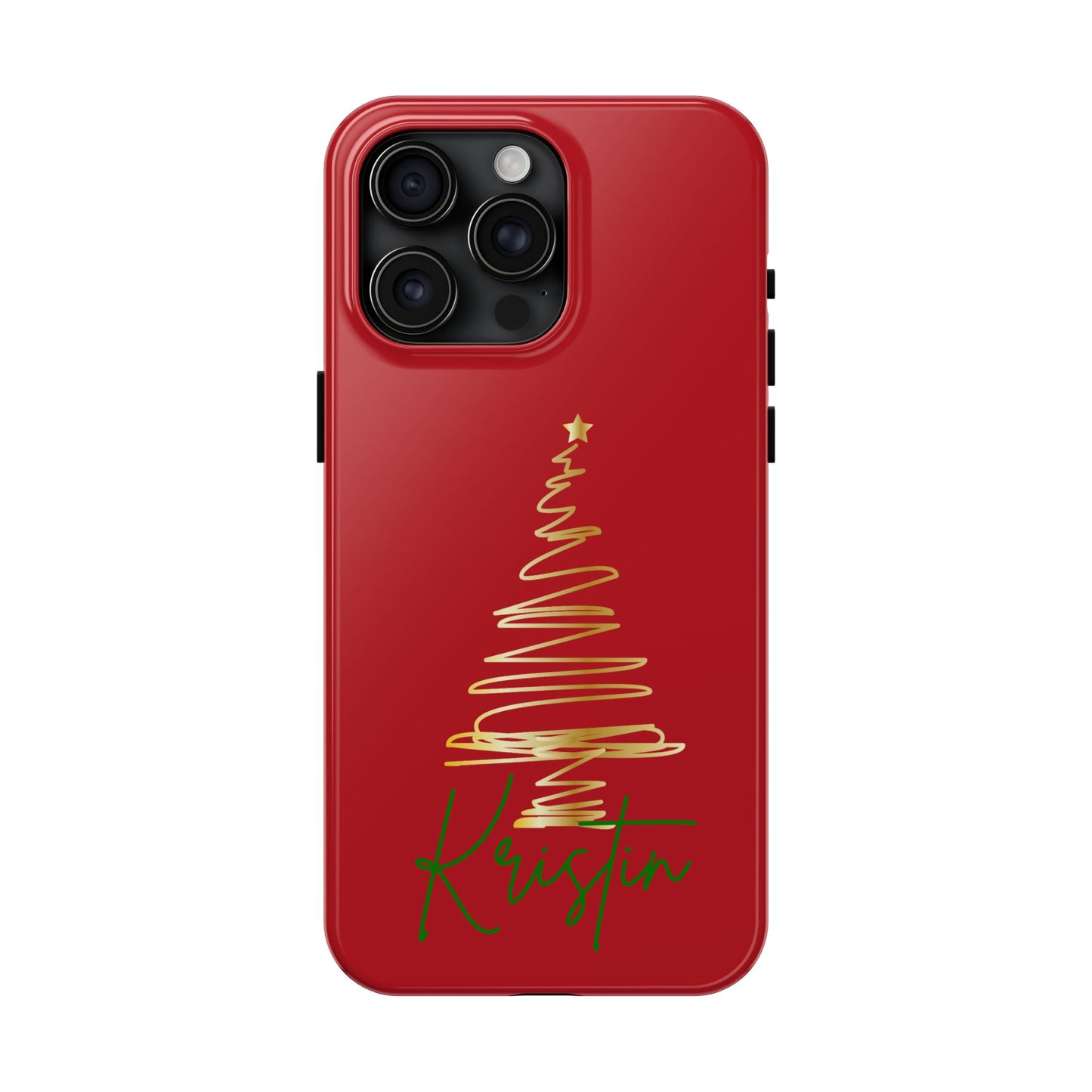 Personalized Christmas Phone Case - Red and Gold