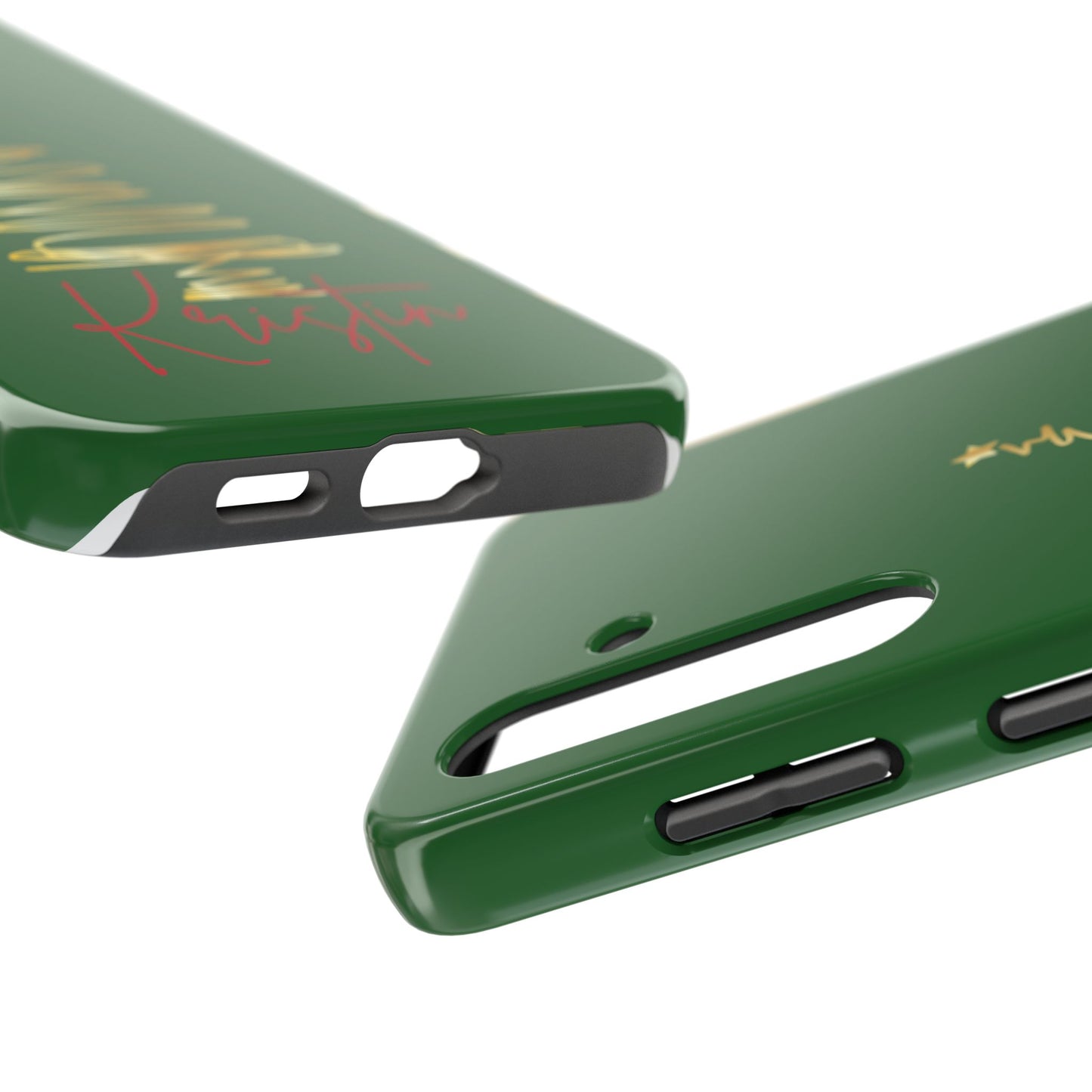 Personalized Christmas Tree Phone Case- Green and Gold