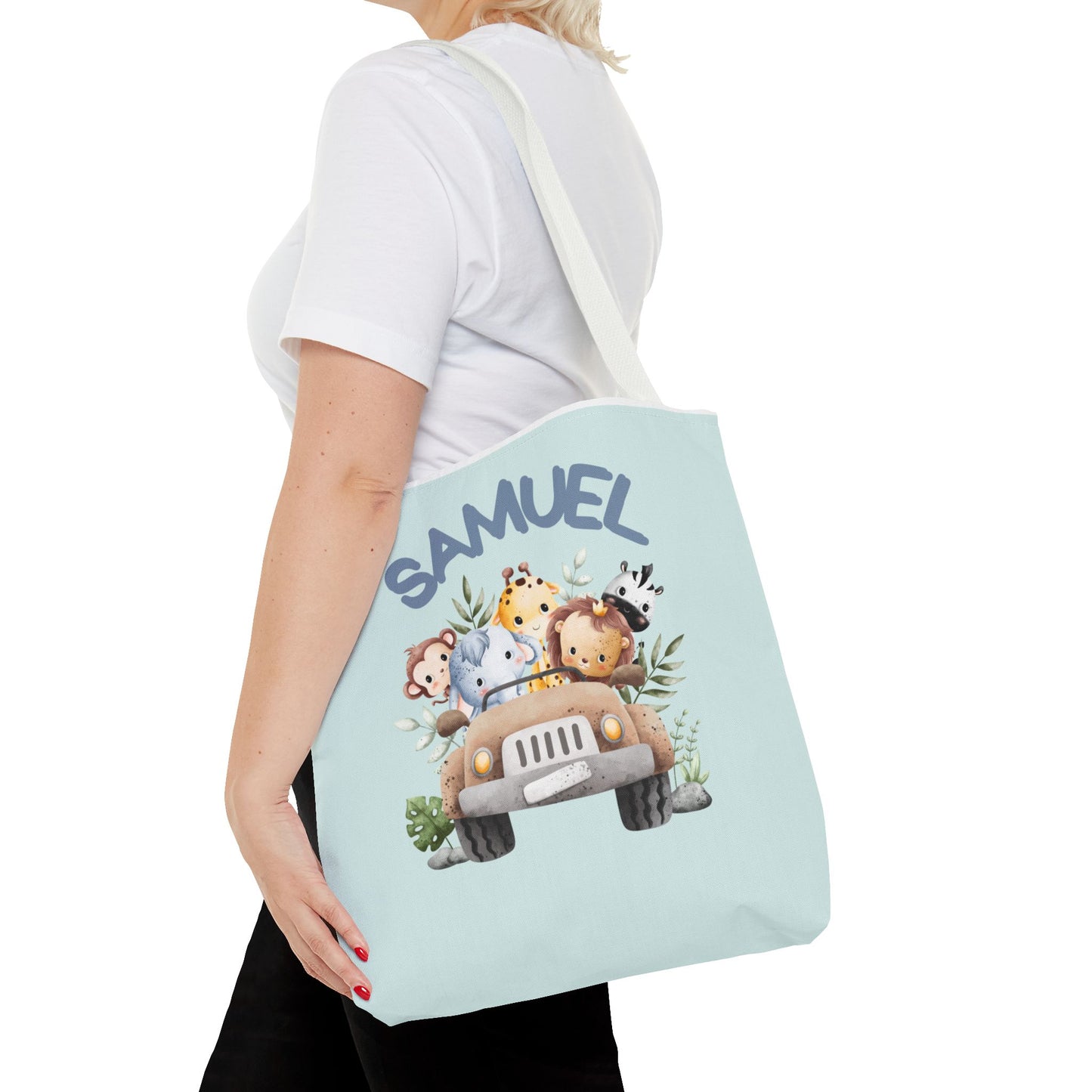 Personalized Animal Adventure Tote Bag - Cute Jungle Friends Design