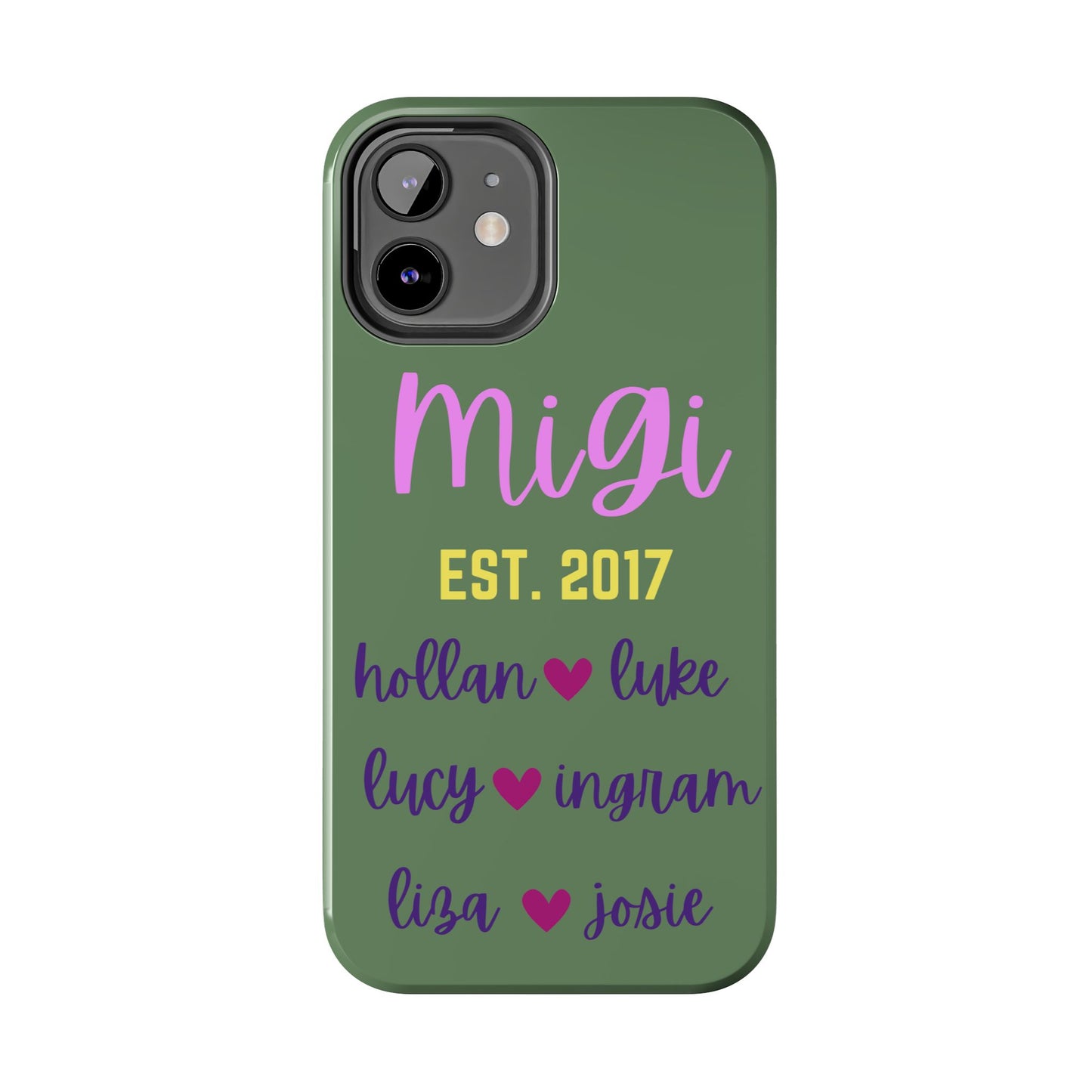 Personalized Tough Phone Case - Custom Name Design with Hearts | Perfect Gift for Family and Friends