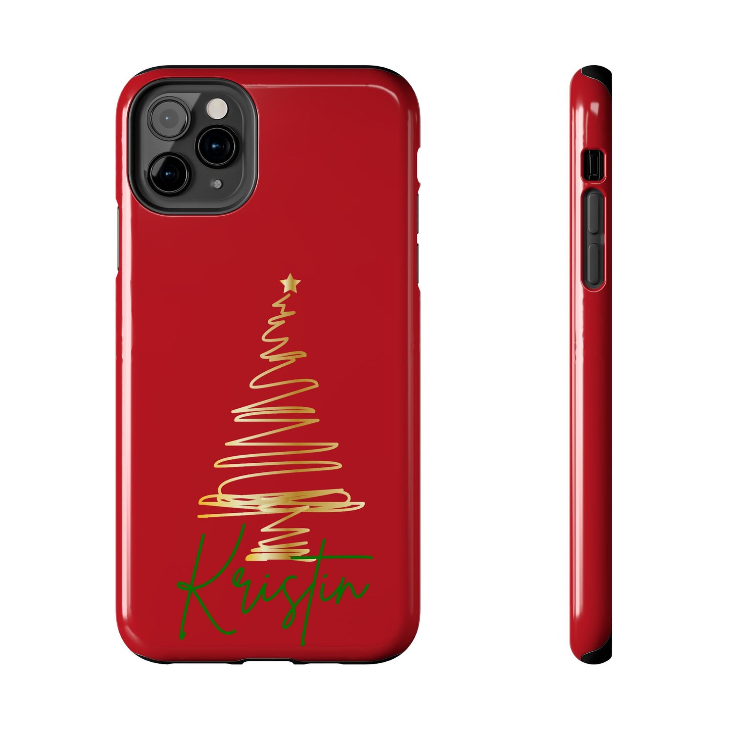 Personalized Christmas Phone Case - Red and Gold