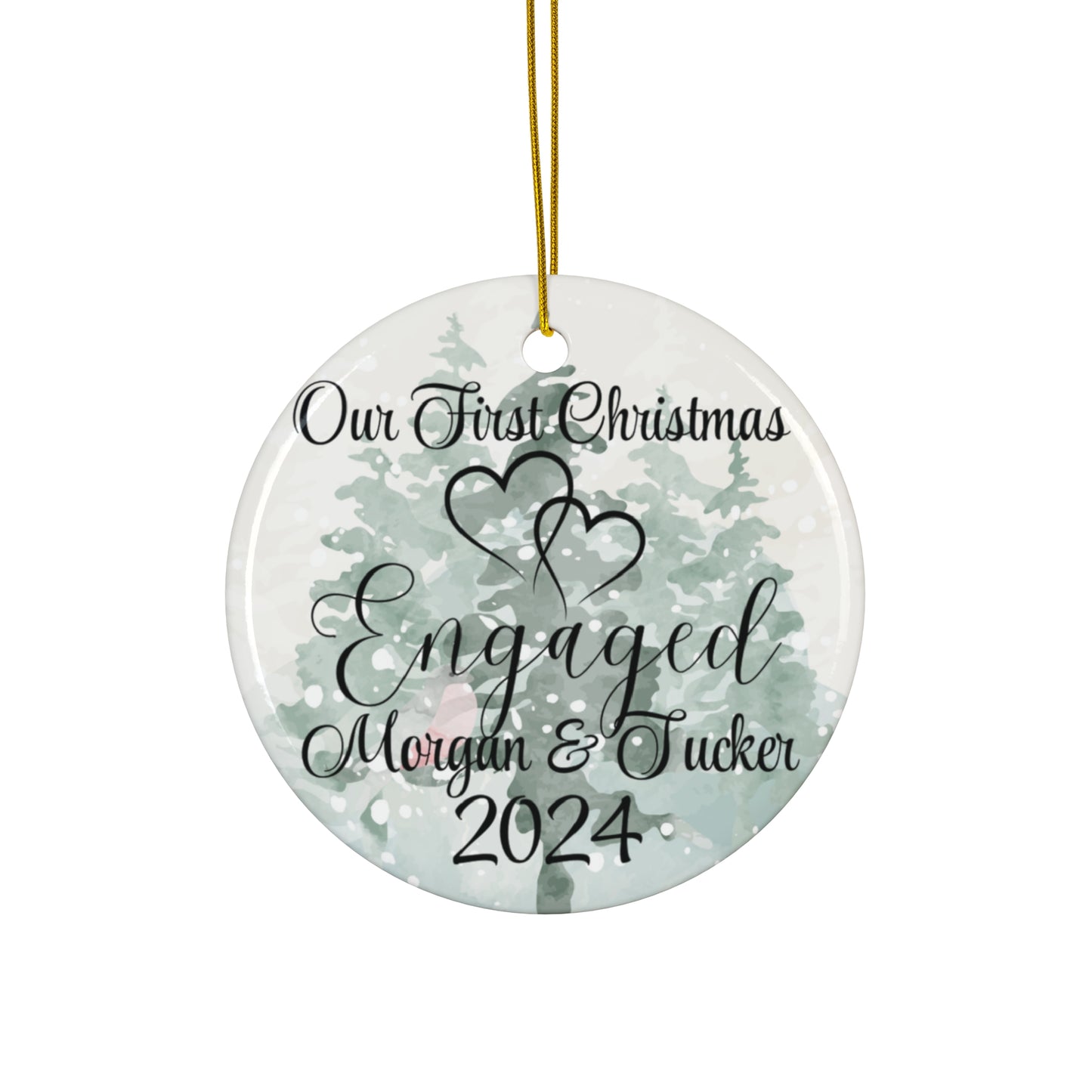 Engaged Ceramic Ornament - Our First Christmas 2024