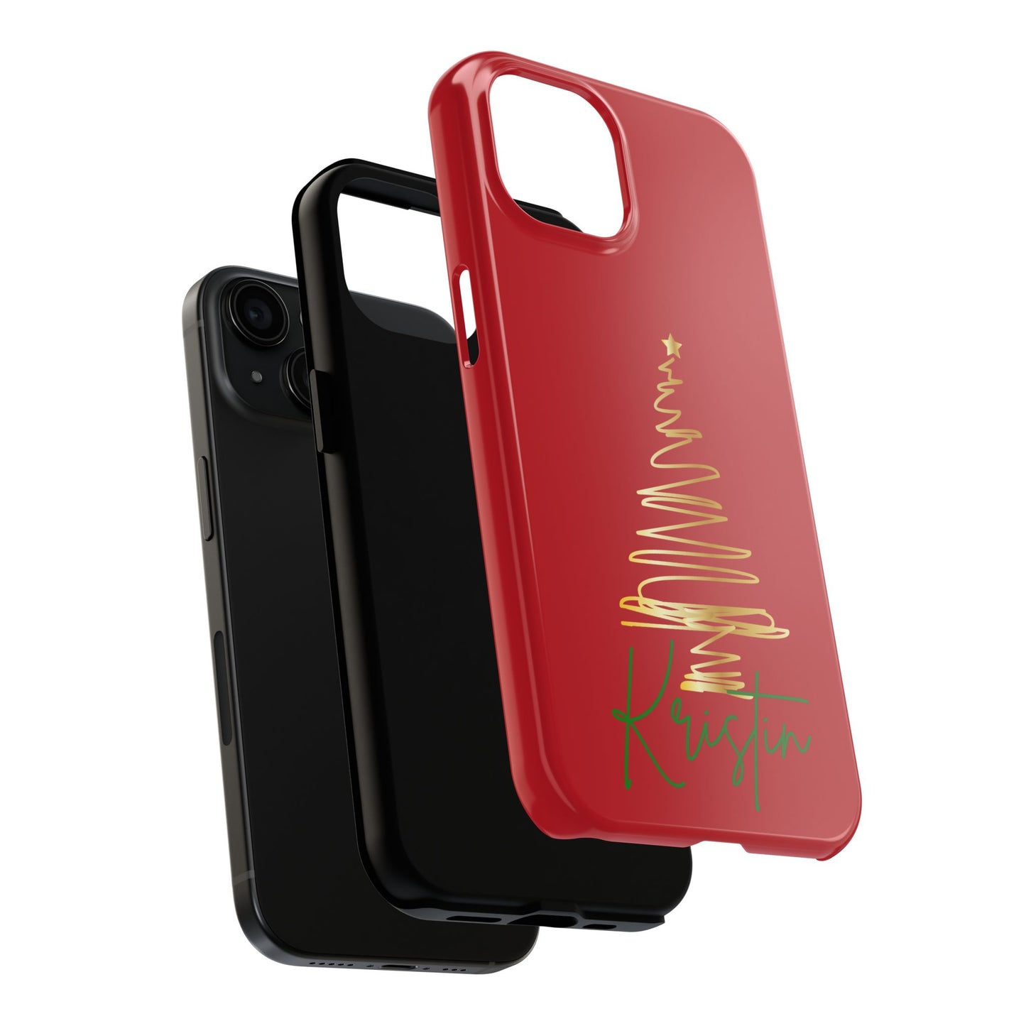 Personalized Christmas Phone Case - Red and Gold