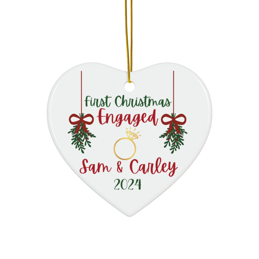 Engagement Christmas Ornament, Personalized Keepsake, Holiday Decoration, First Christmas Together, Gift Idea for Couples, 2024