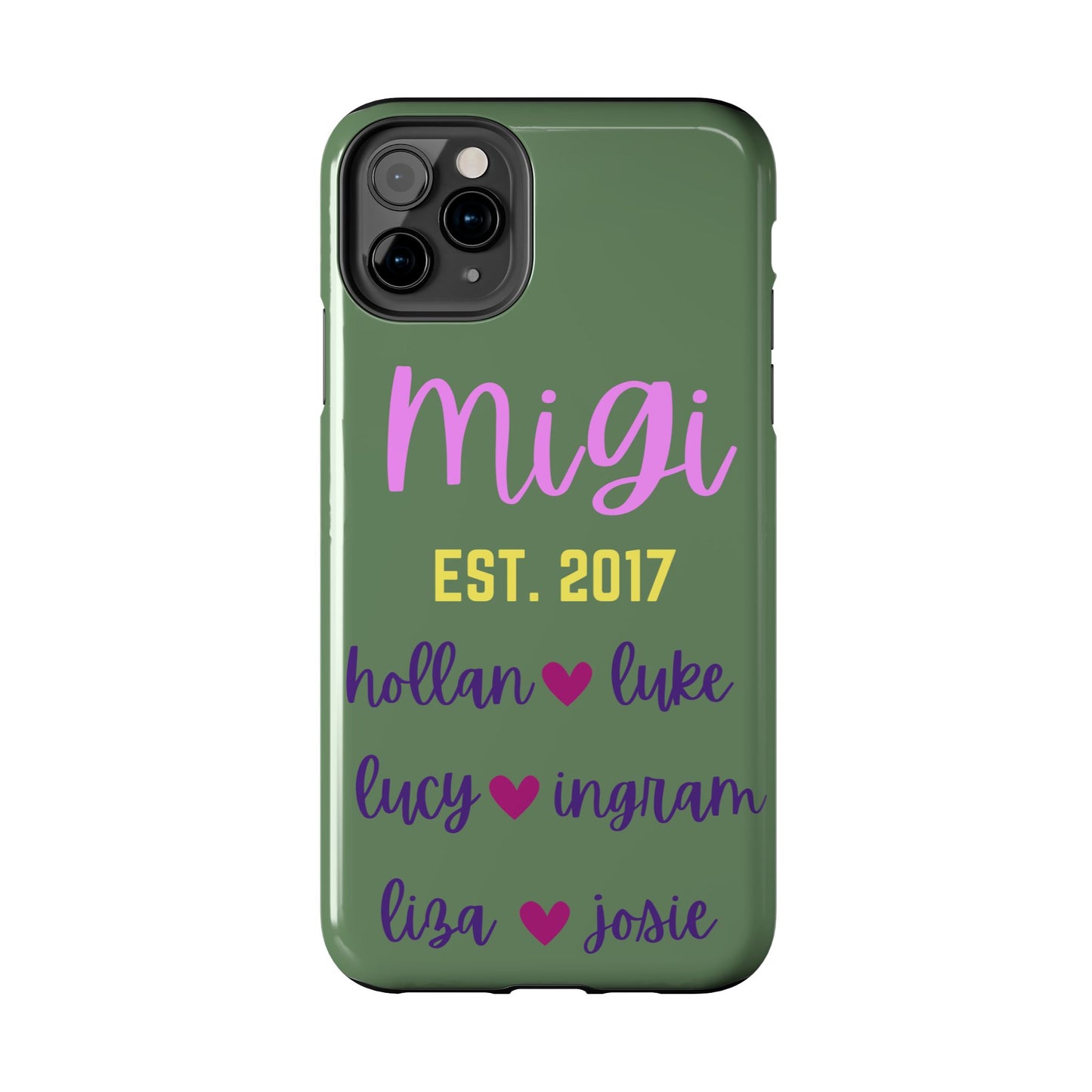 Personalized Tough Phone Case - Custom Name Design with Hearts | Perfect Gift for Family and Friends