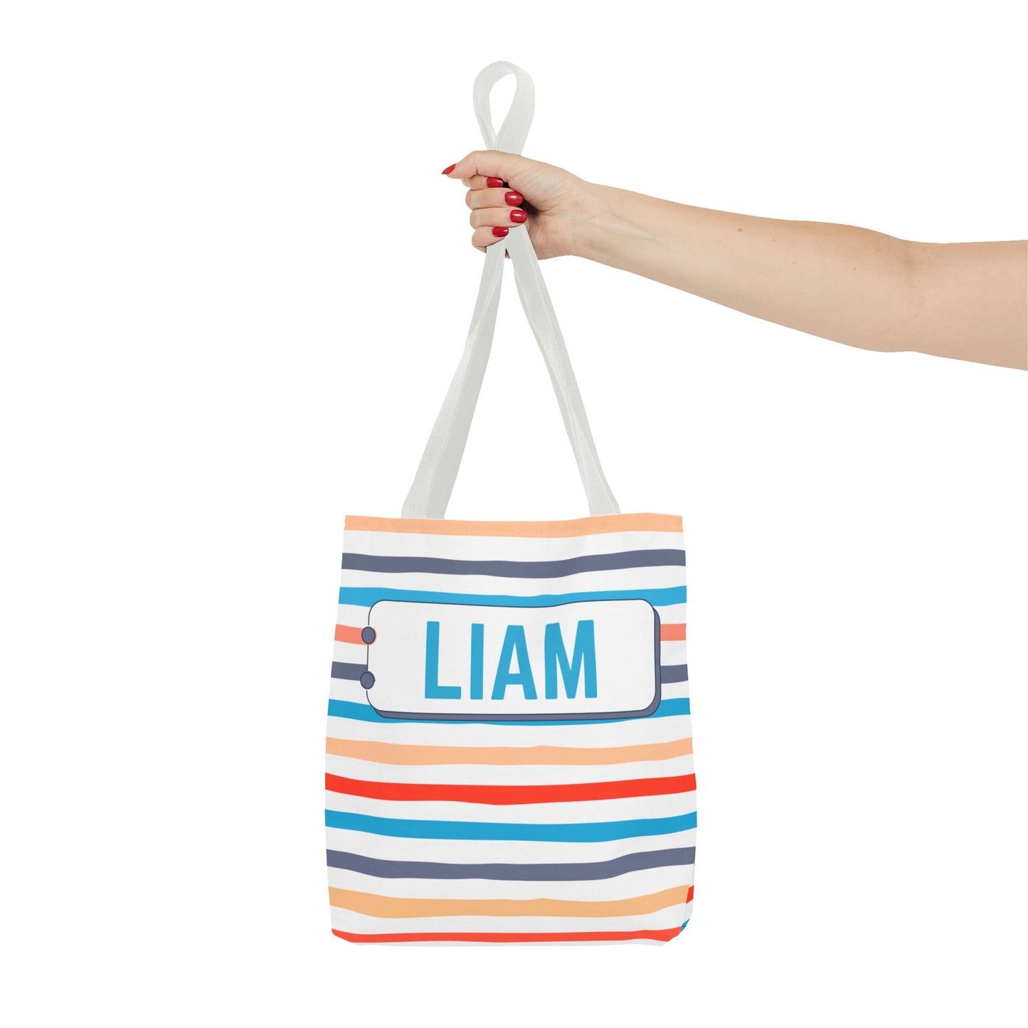 Personalized Stripe Tote Bag - Custom Name - Liam