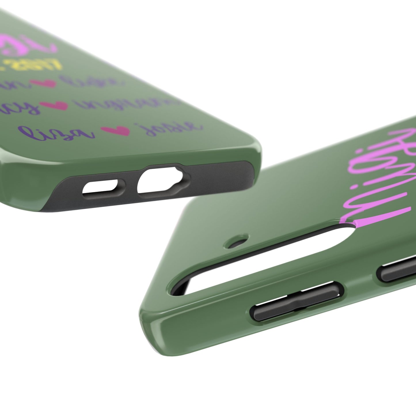 Personalized Tough Phone Case - Custom Name Design with Hearts | Perfect Gift for Family and Friends