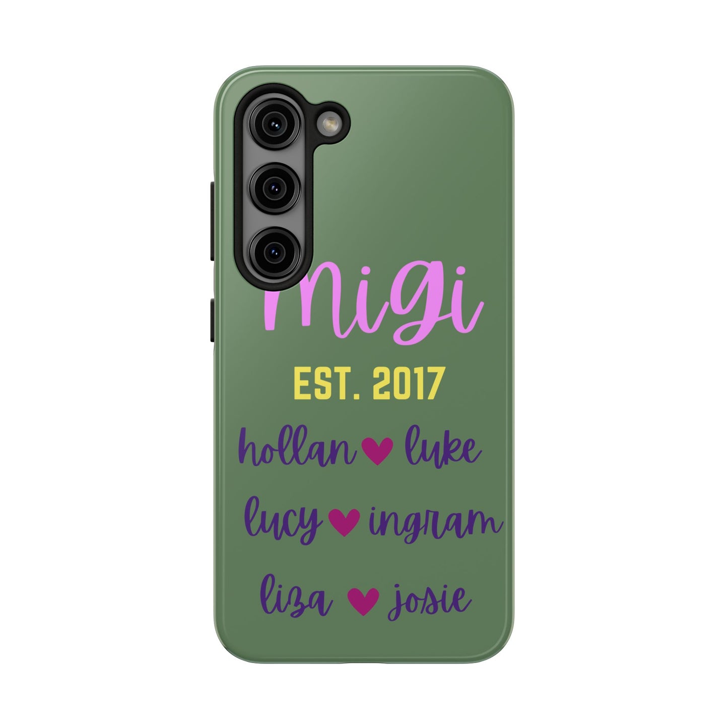 Personalized Tough Phone Case - Custom Name Design with Hearts | Perfect Gift for Family and Friends