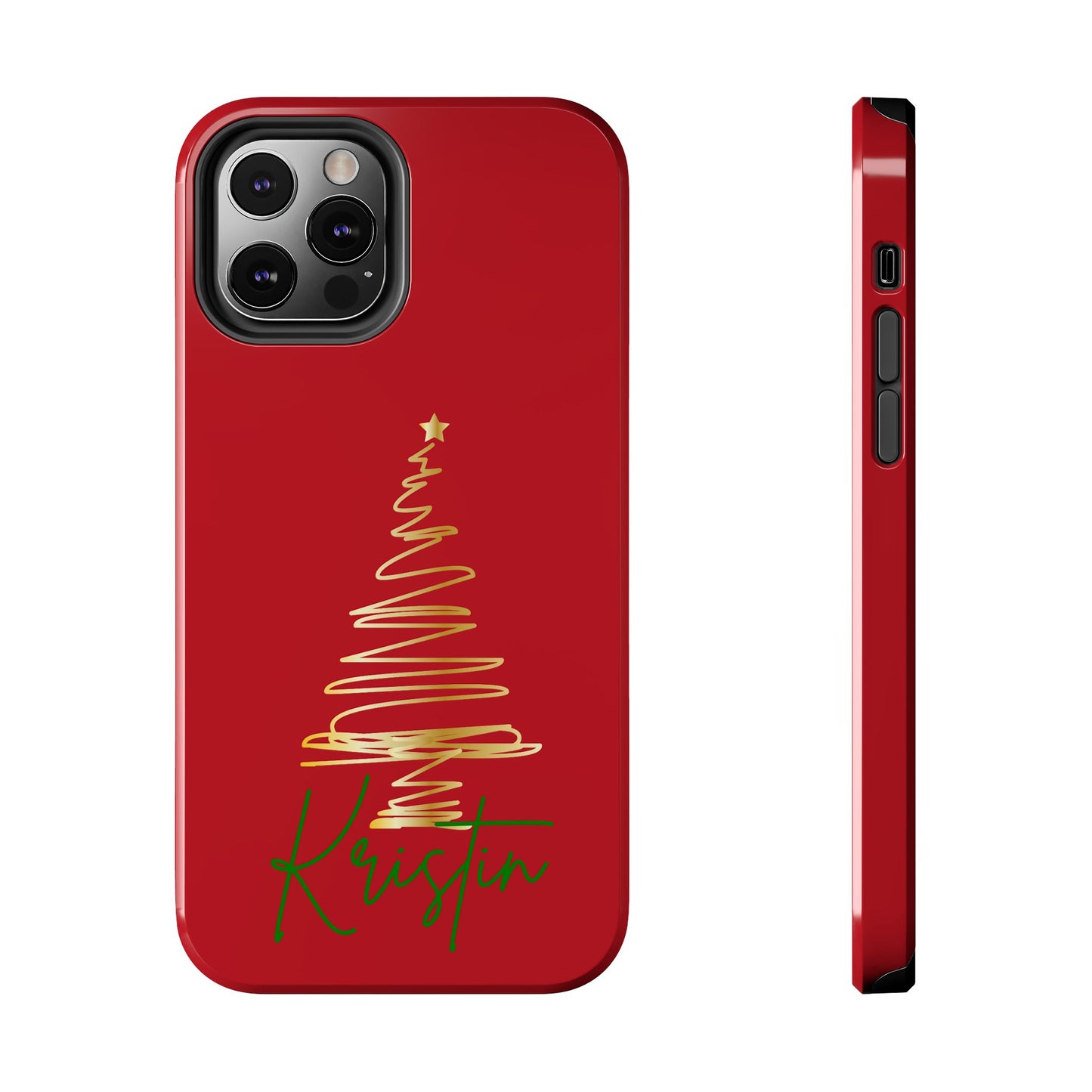 Personalized Christmas Phone Case - Red and Gold