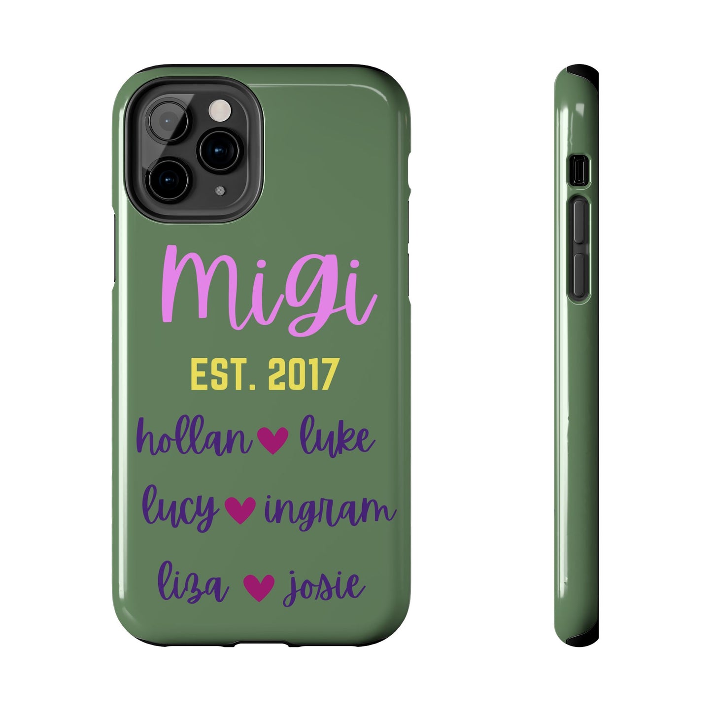 Personalized Tough Phone Case - Custom Name Design with Hearts | Perfect Gift for Family and Friends