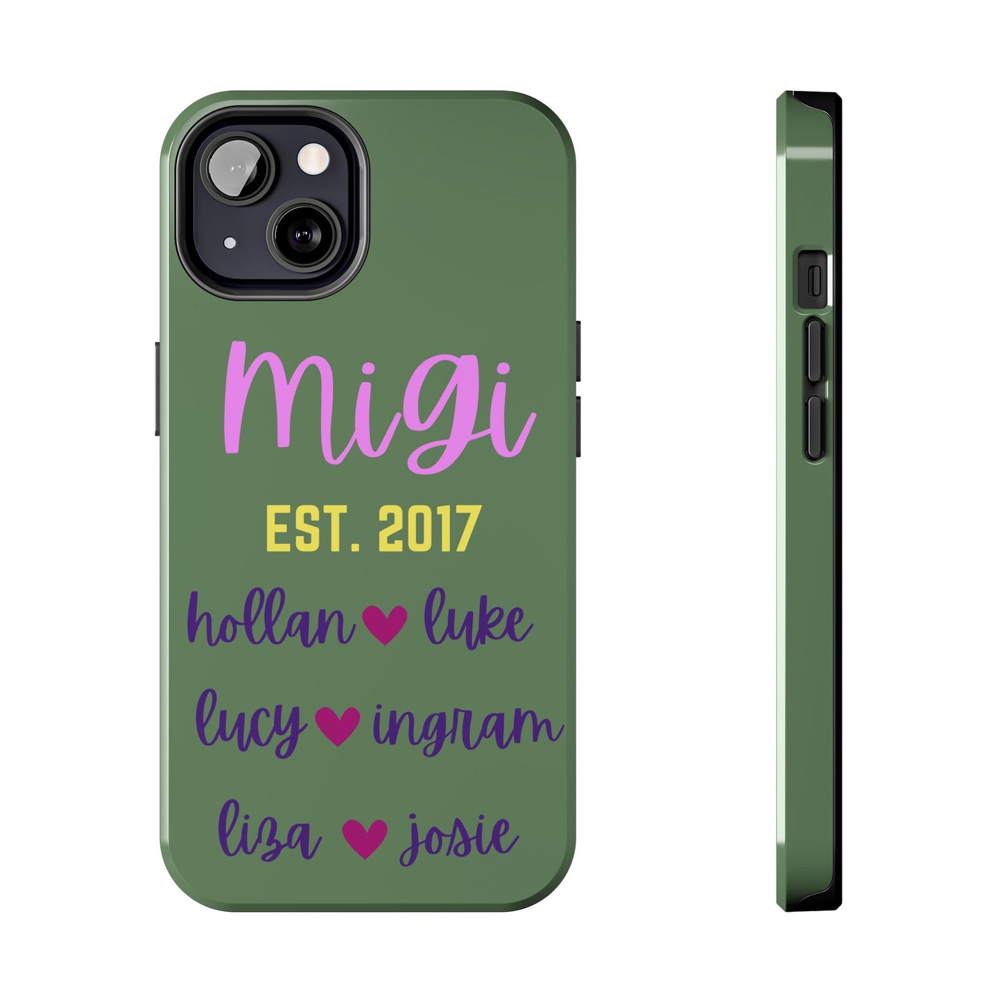 Personalized Tough Phone Case - Custom Name Design with Hearts | Perfect Gift for Family and Friends