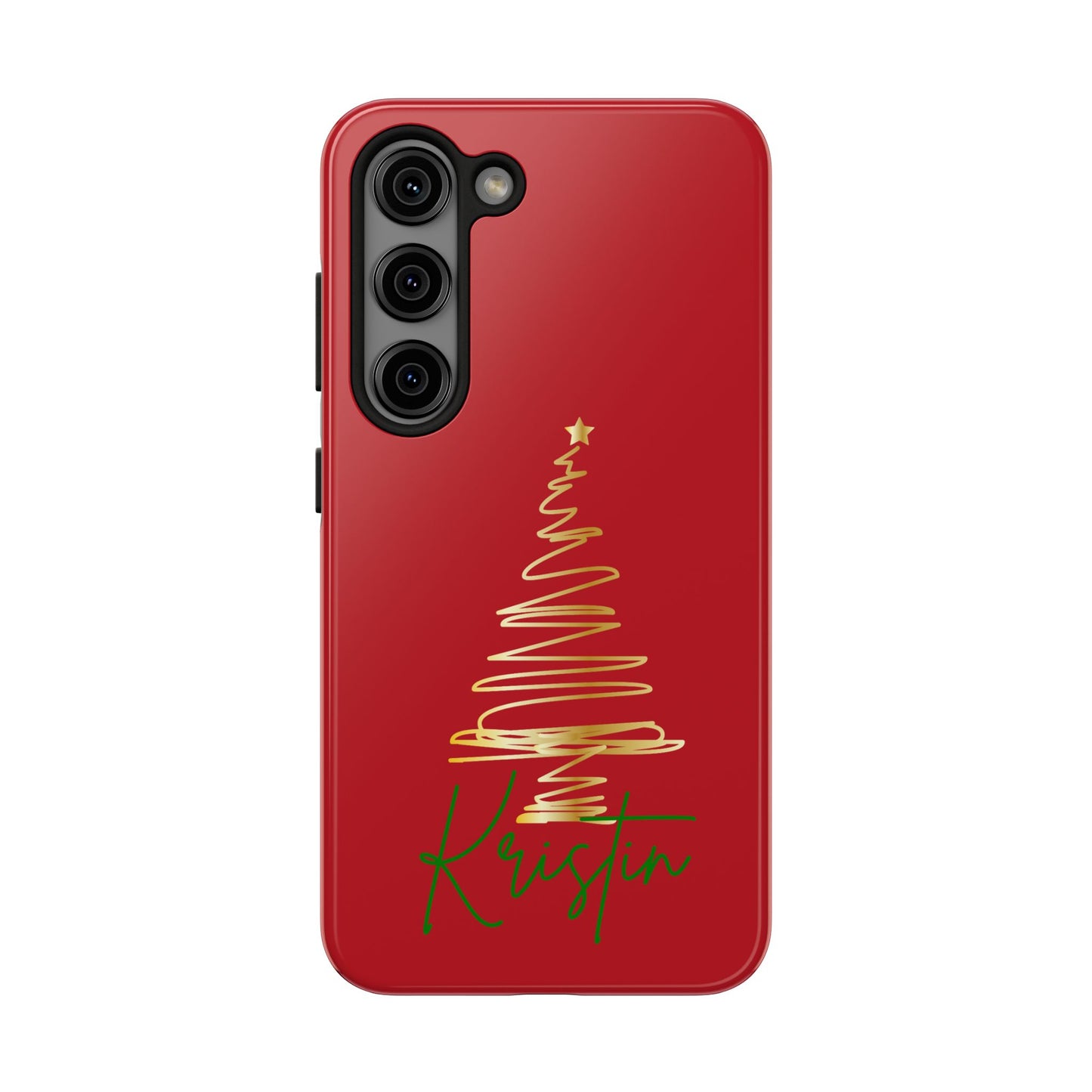 Personalized Christmas Phone Case - Red and Gold