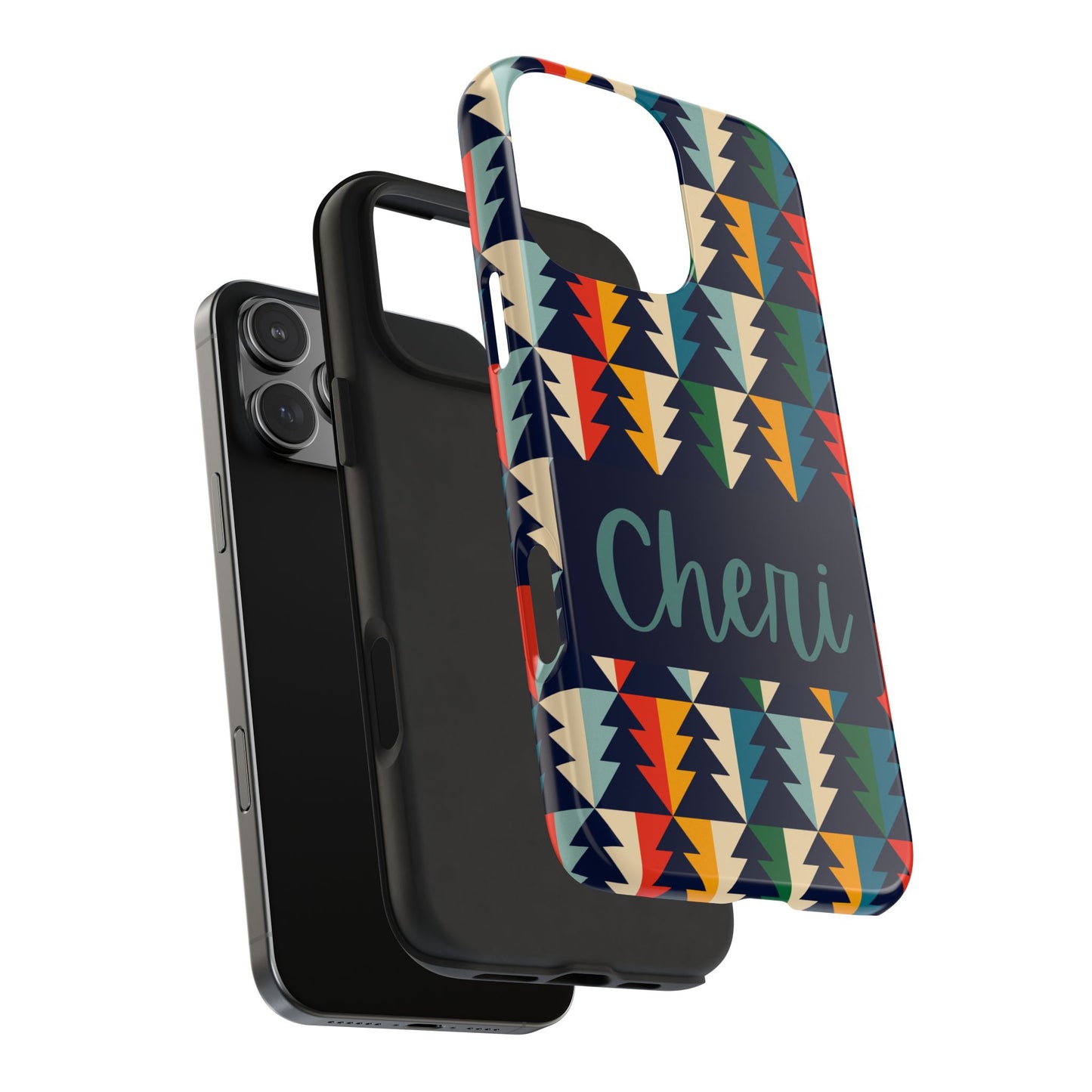 Personalized Tough Phone Case with Colorful Tree Design - Durable & Stylish