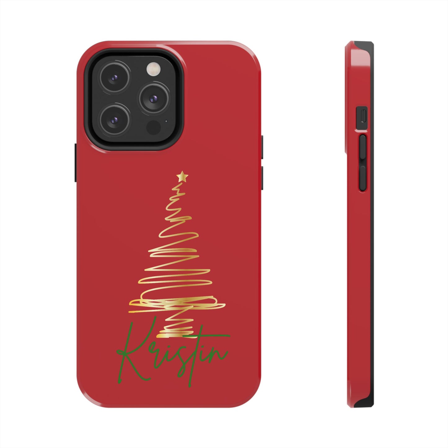 Personalized Christmas Phone Case - Red and Gold