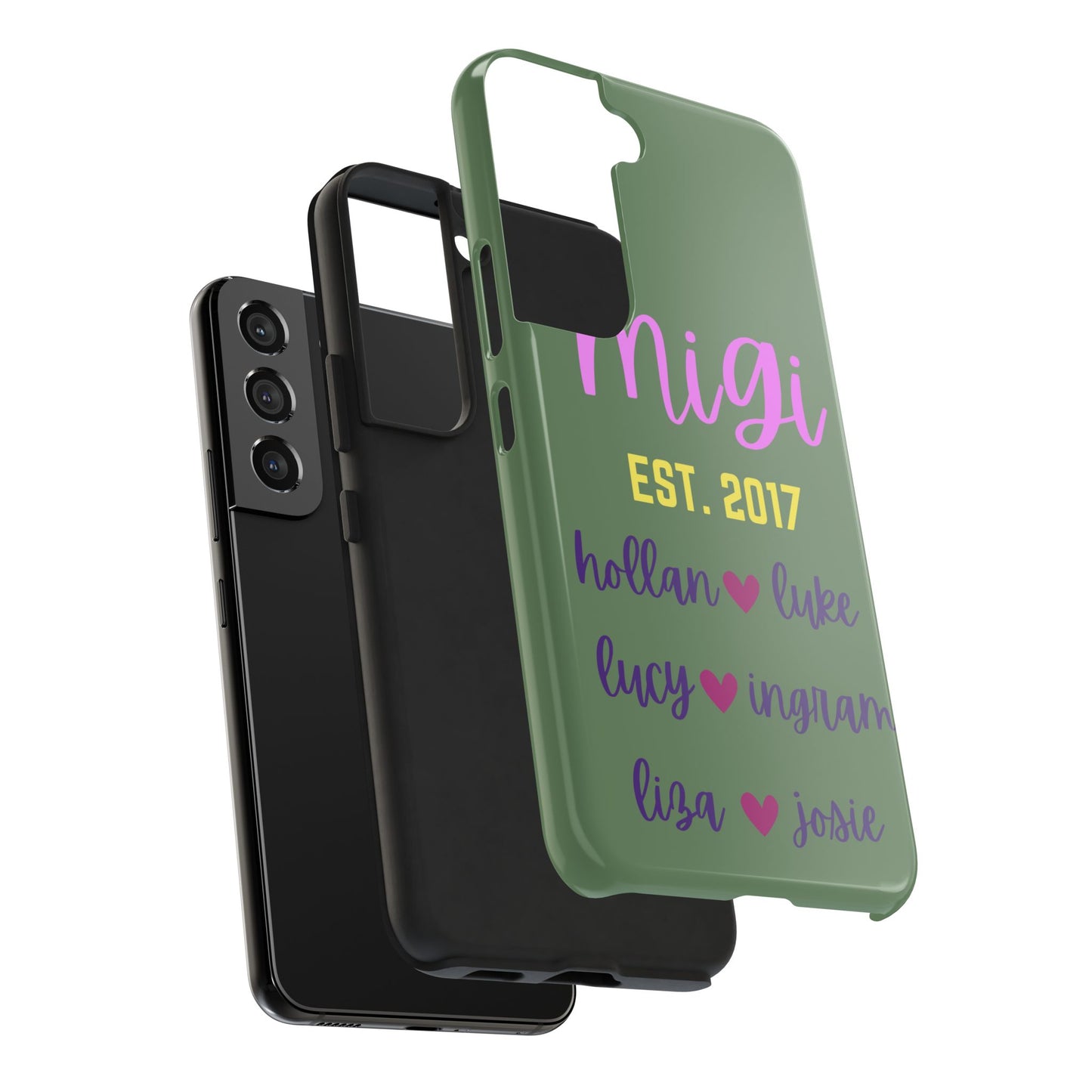 Personalized Tough Phone Case - Custom Name Design with Hearts | Perfect Gift for Family and Friends