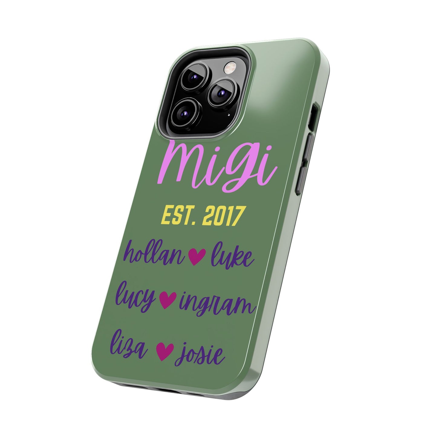 Personalized Tough Phone Case - Custom Name Design with Hearts | Perfect Gift for Family and Friends