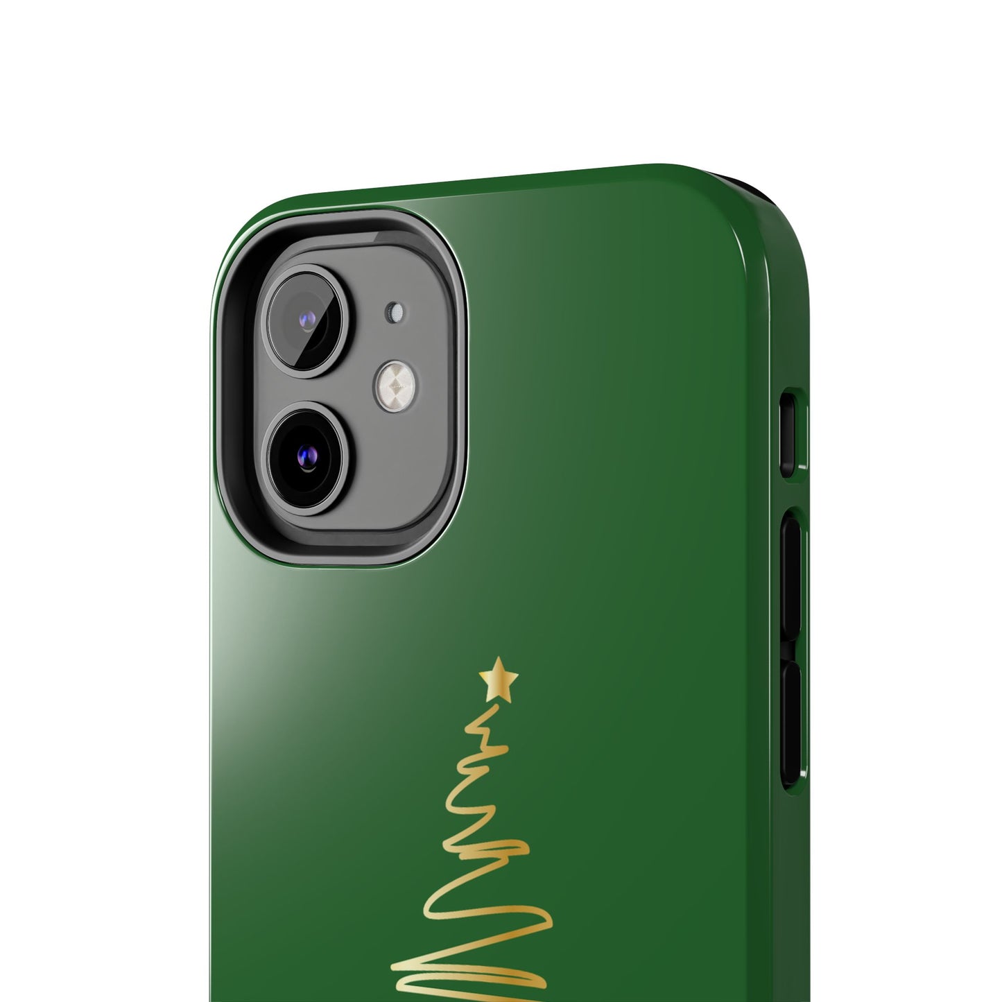 Personalized Christmas Tree Phone Case- Green and Gold