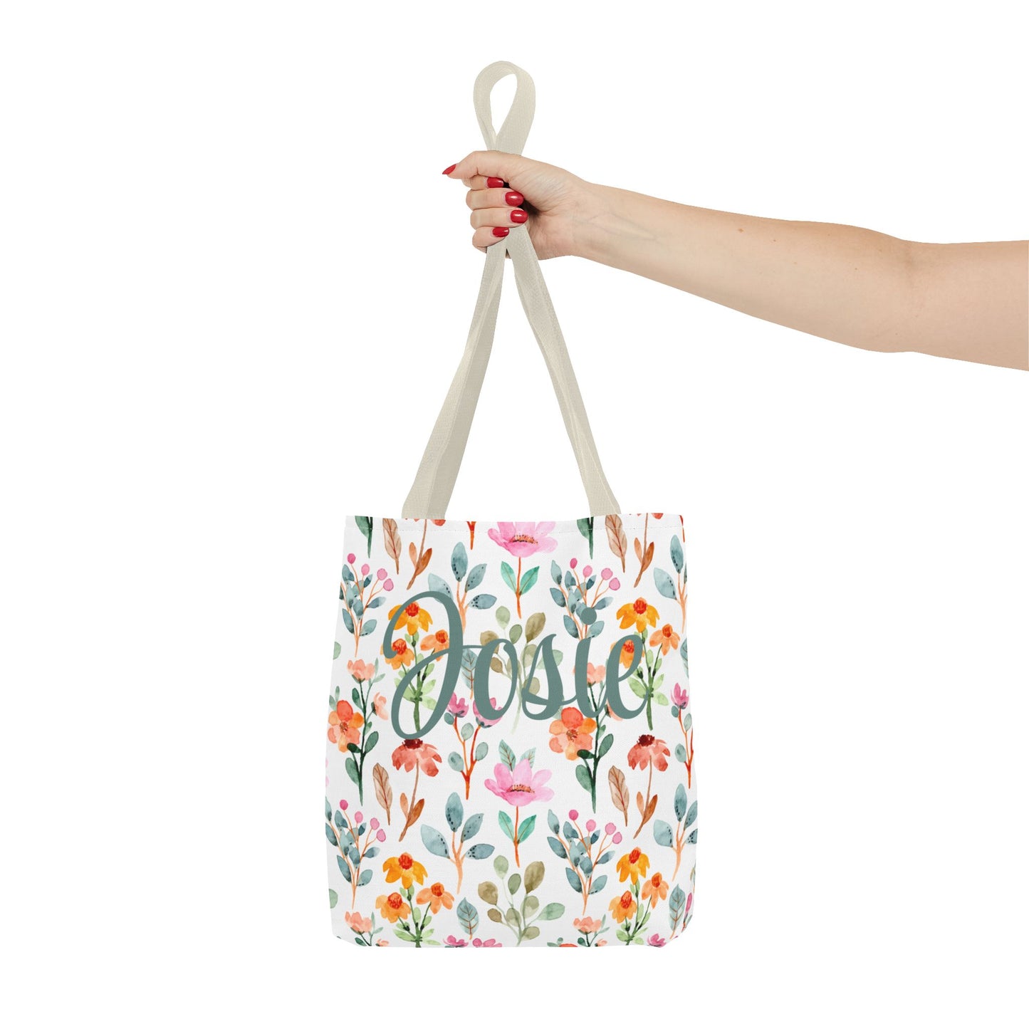 A Personalized Floral Tote Bag - Custom Name Bag for Everyday Use