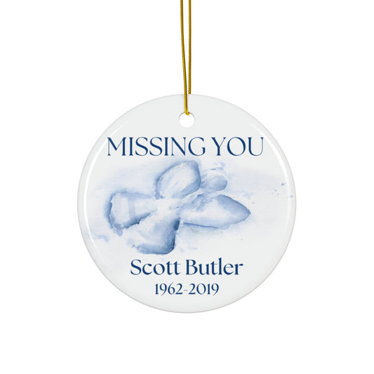 Personalized Ceramic Ornament - "Missing You" Memorial Keepsake, 4 Shapes