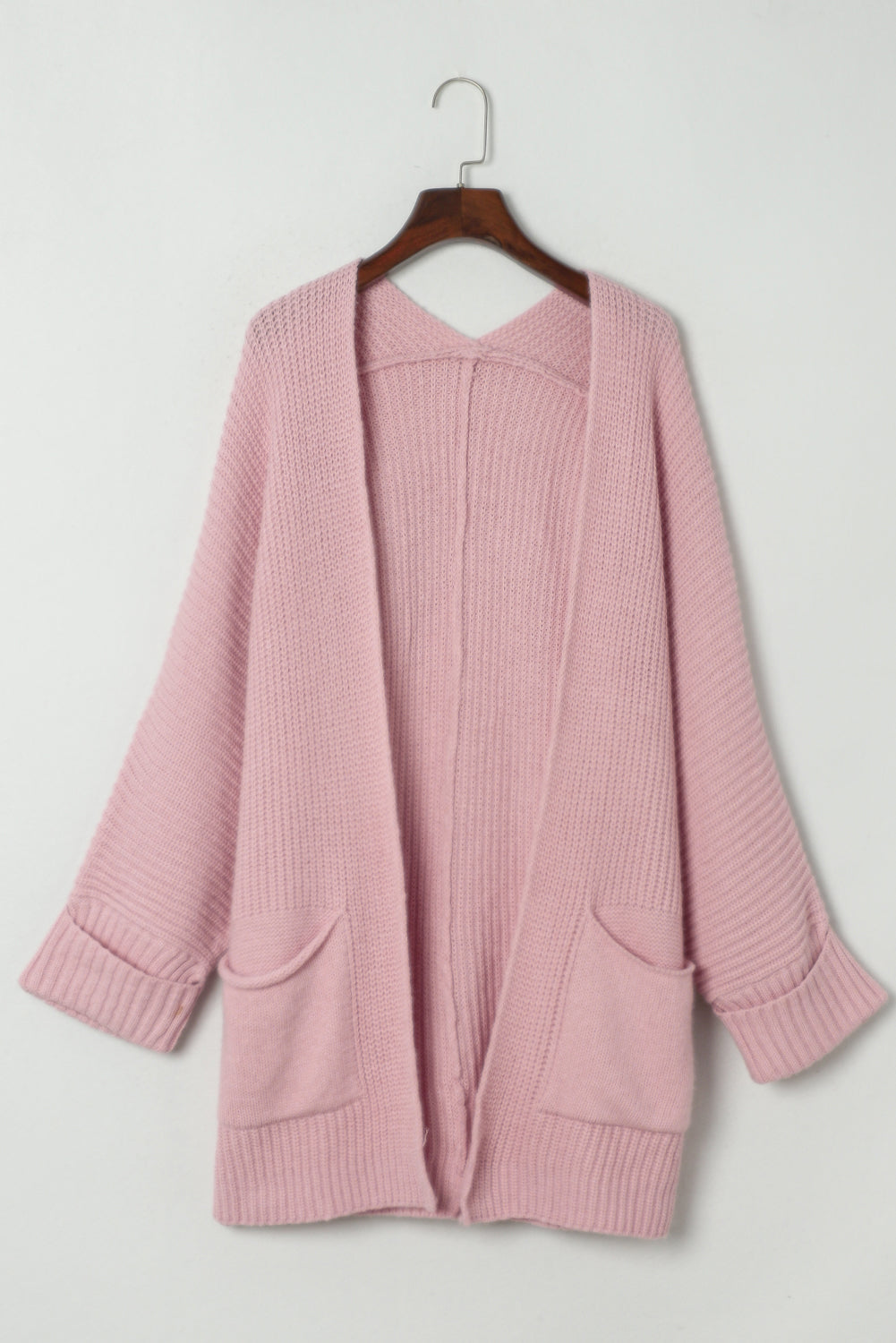 Pink Oversized Fold Over Sleeve Sweater Cardigan