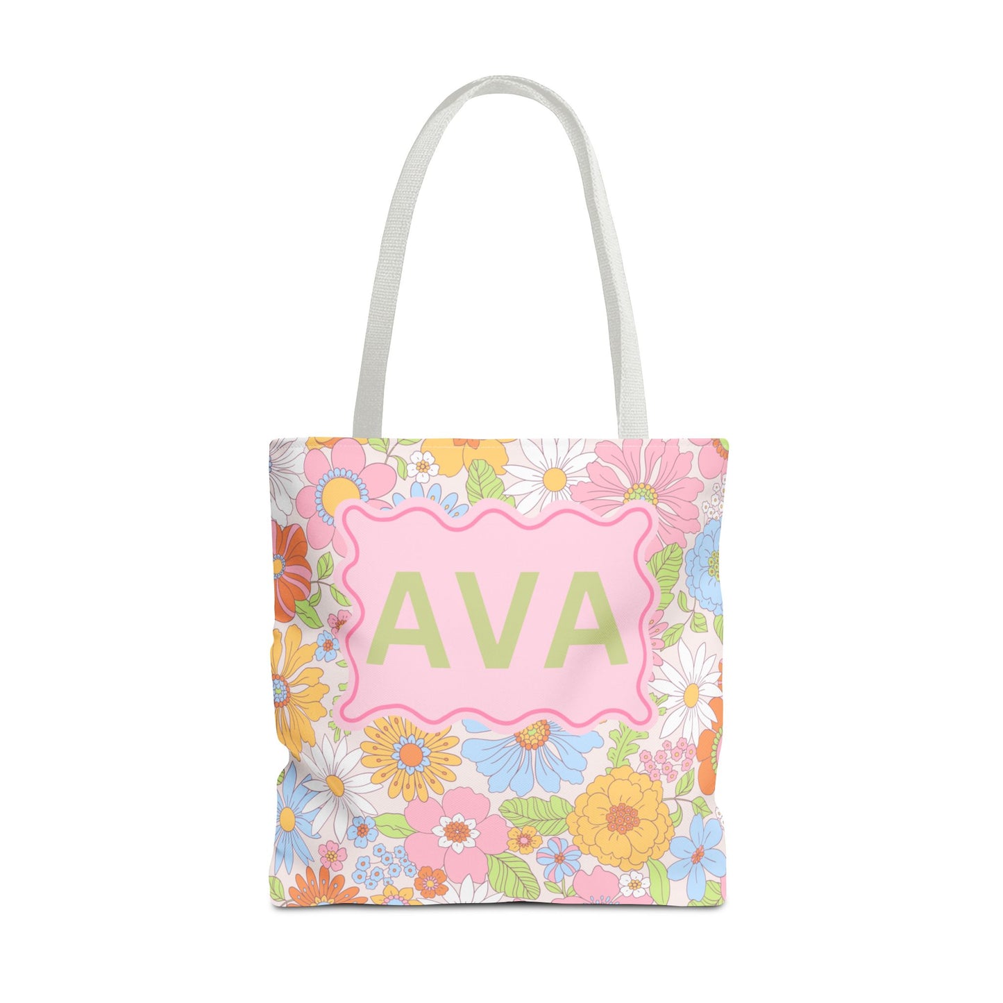 Personalized Floral Tote Bag - Custom Name Design for Everyday Use