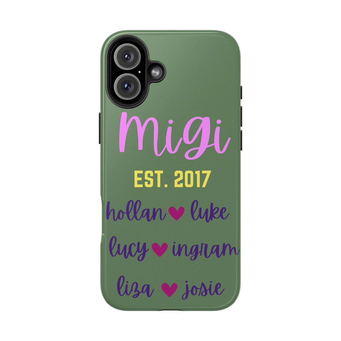 Personalized Tough Phone Case - Custom Name Design with Hearts | Perfect Gift for Family and Friends