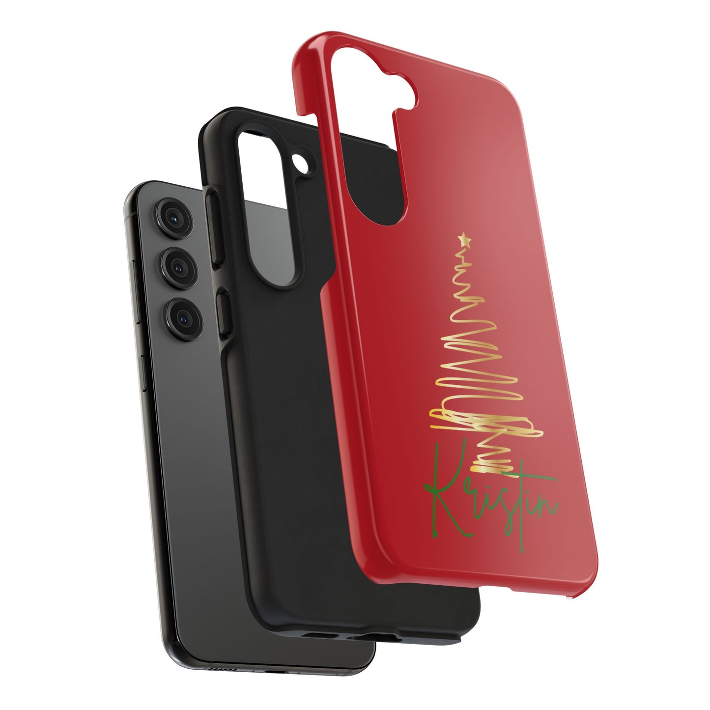 Personalized Christmas Phone Case - Red and Gold