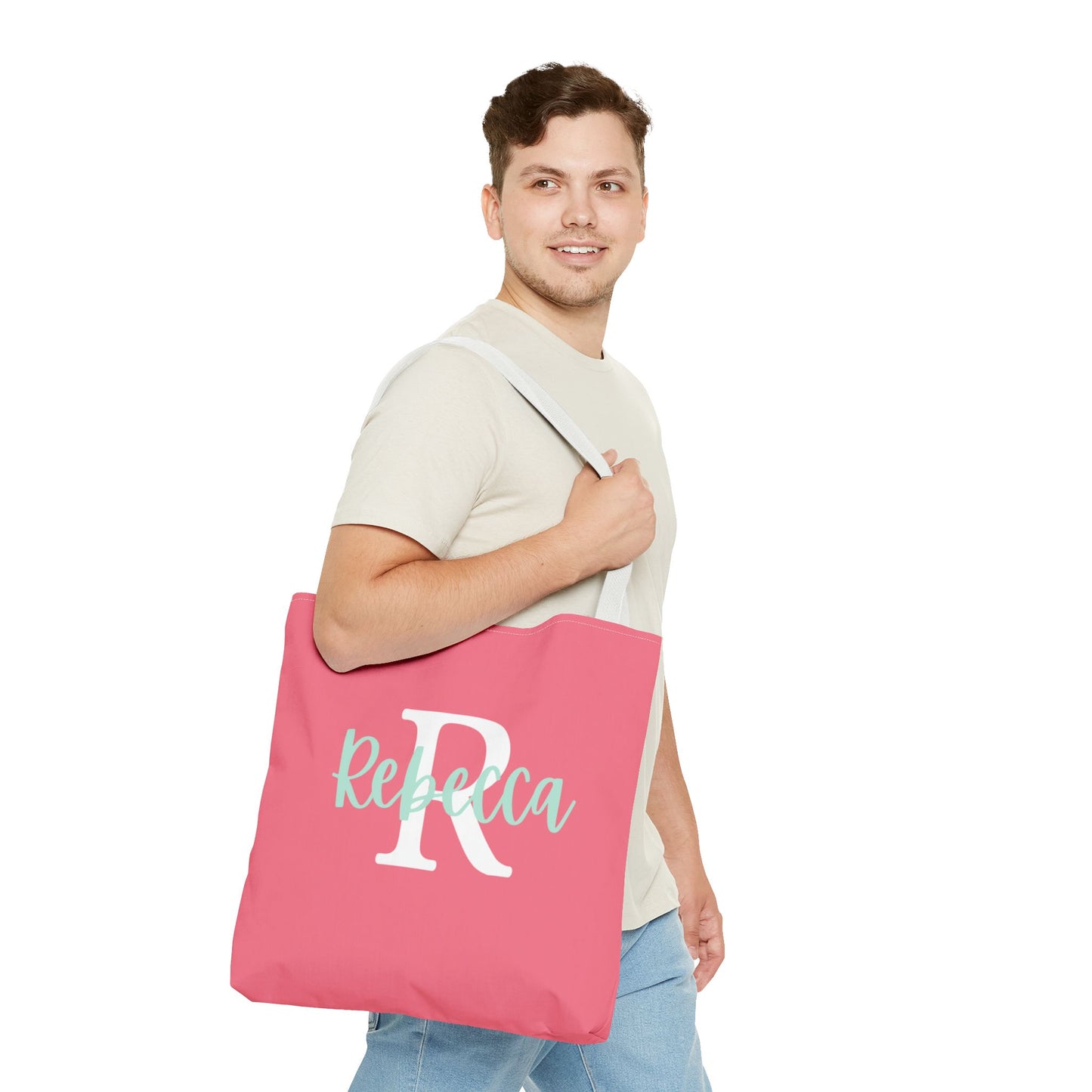 Custom Monogram Tote Bag - Stylish Pink Bag for Her