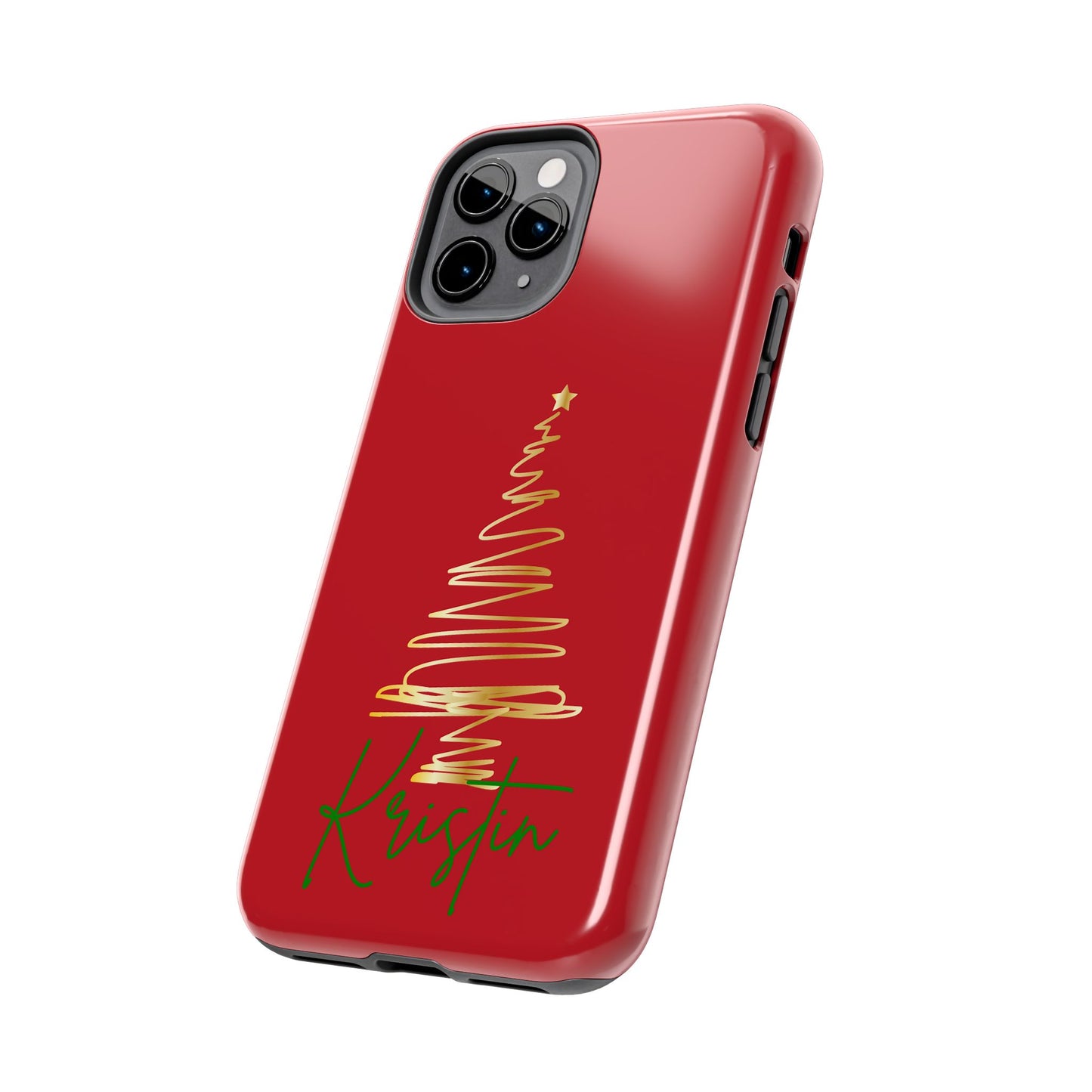 Personalized Christmas Phone Case - Red and Gold