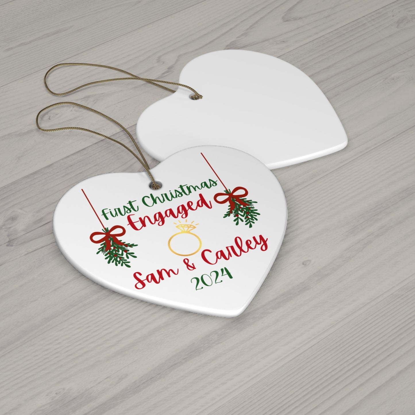 Engagement Christmas Ornament, Personalized Keepsake, Holiday Decoration, First Christmas Together, Gift Idea for Couples, 2024