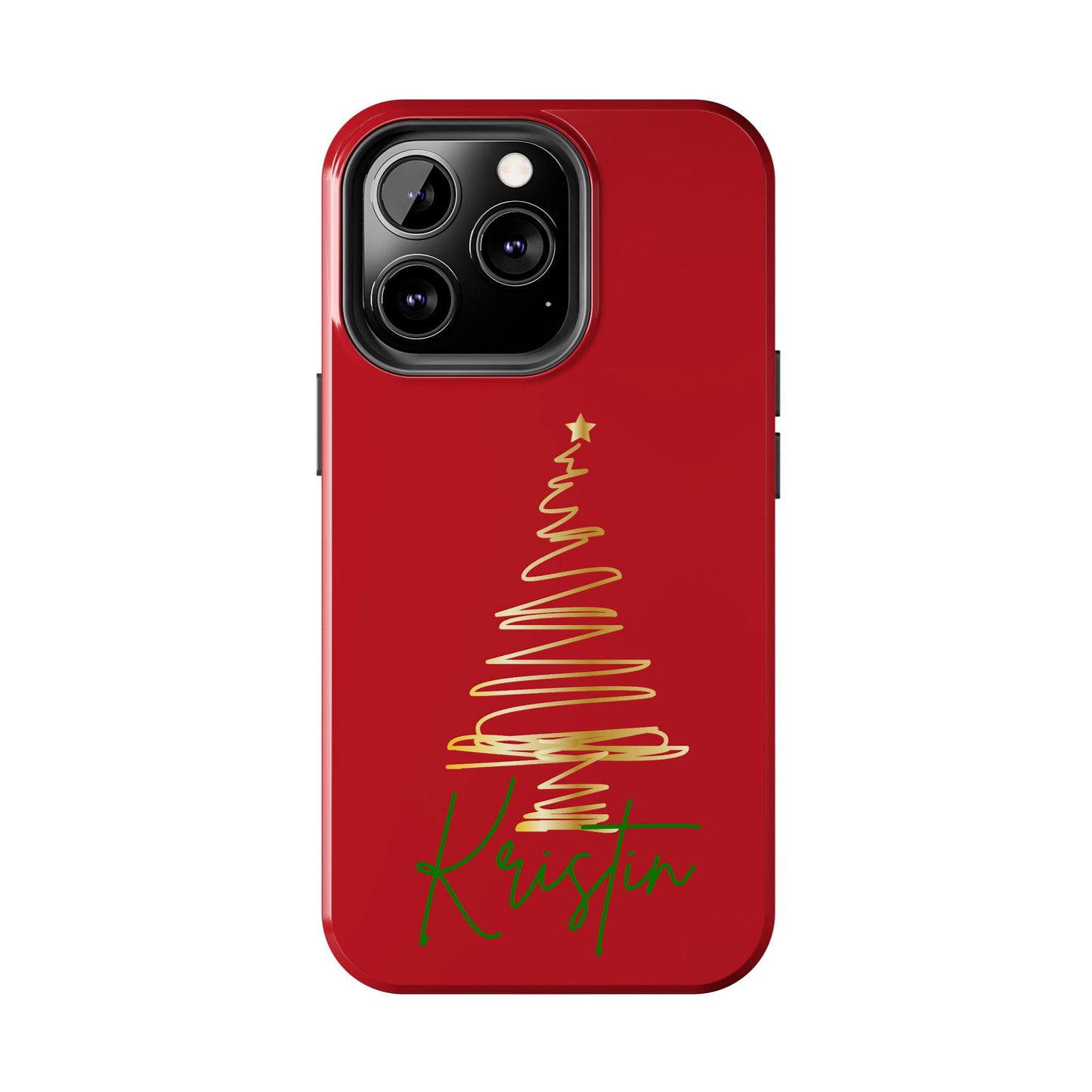 Personalized Christmas Phone Case - Red and Gold