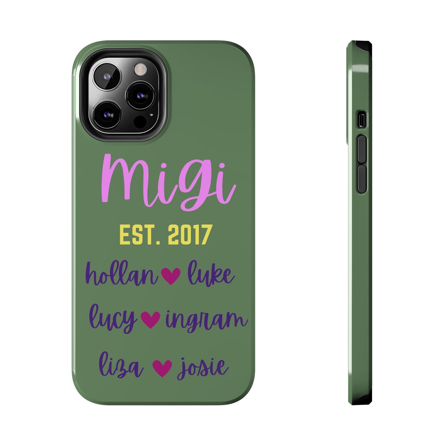 Personalized Tough Phone Case - Custom Name Design with Hearts | Perfect Gift for Family and Friends