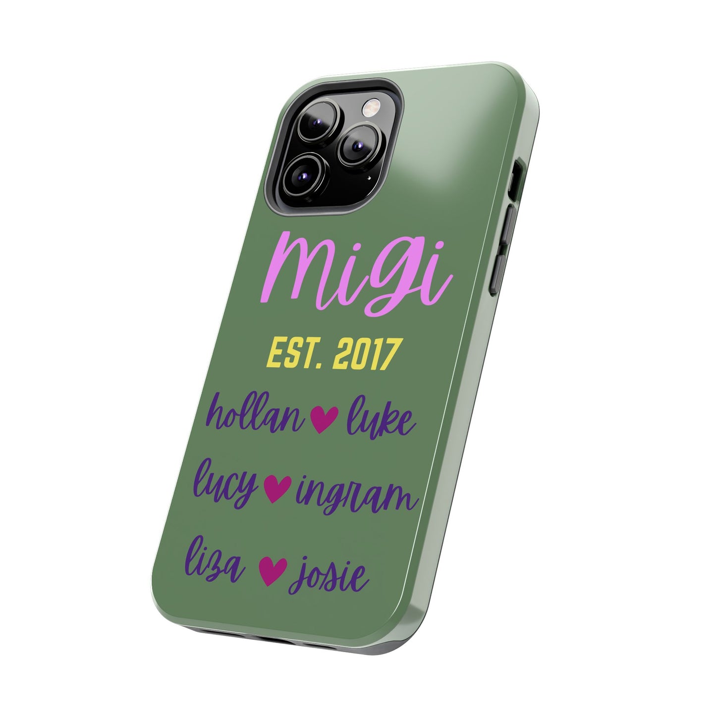 Personalized Tough Phone Case - Custom Name Design with Hearts | Perfect Gift for Family and Friends