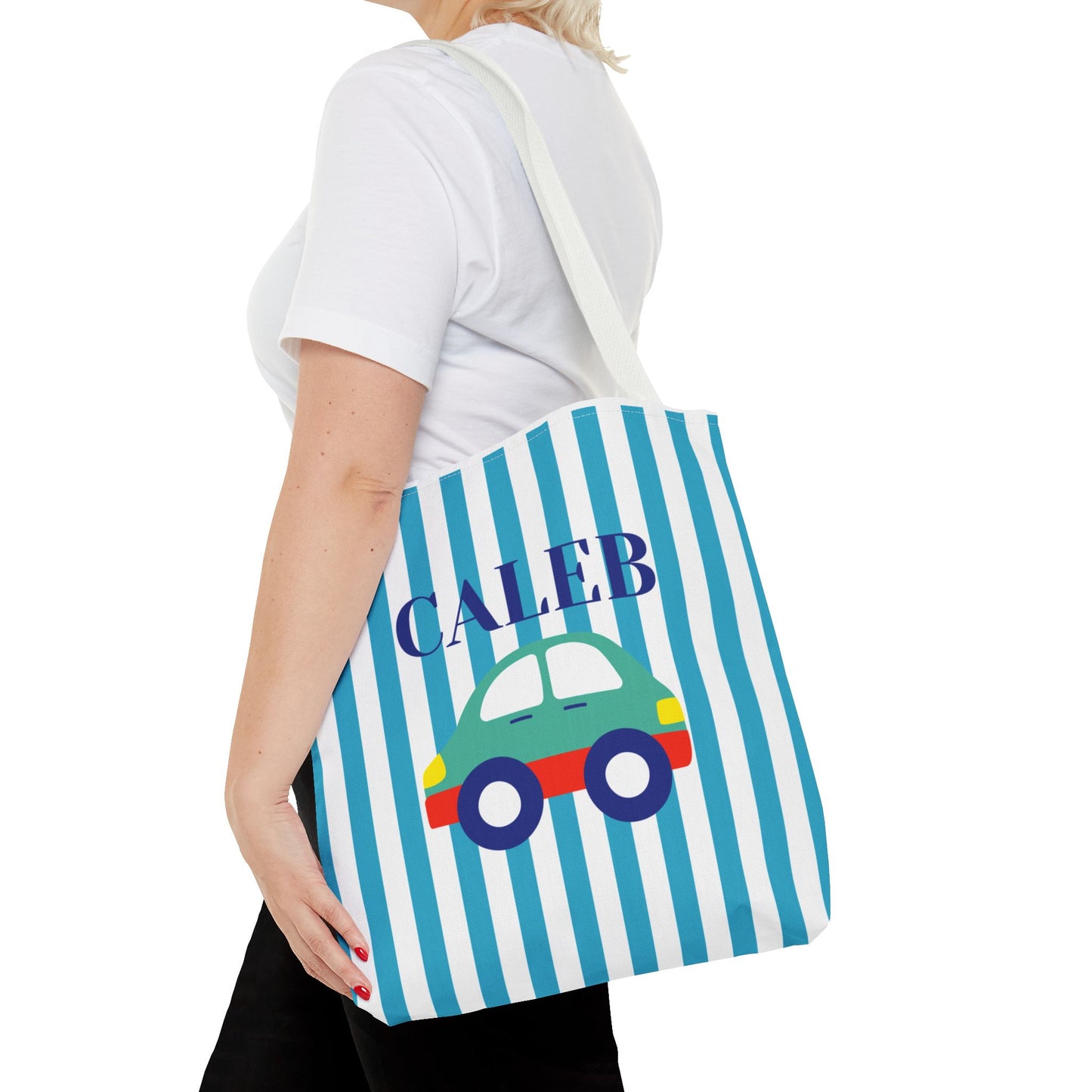 Personalized Striped Tote Bag with Car Design - Fun & Playful Gift for Kids