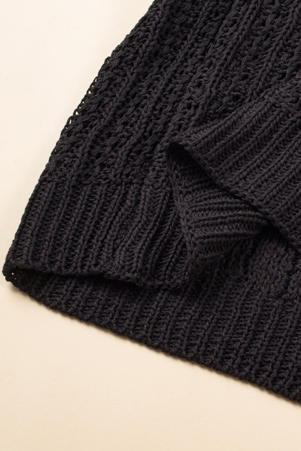 Black Hollow-out Bracelet Sleeve Knit Cardigan