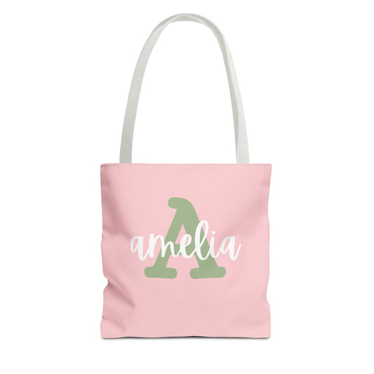 Personalized Pink Tote Bag with Initial "A" - Stylish Eco-Friendly Tote for Everyday Use