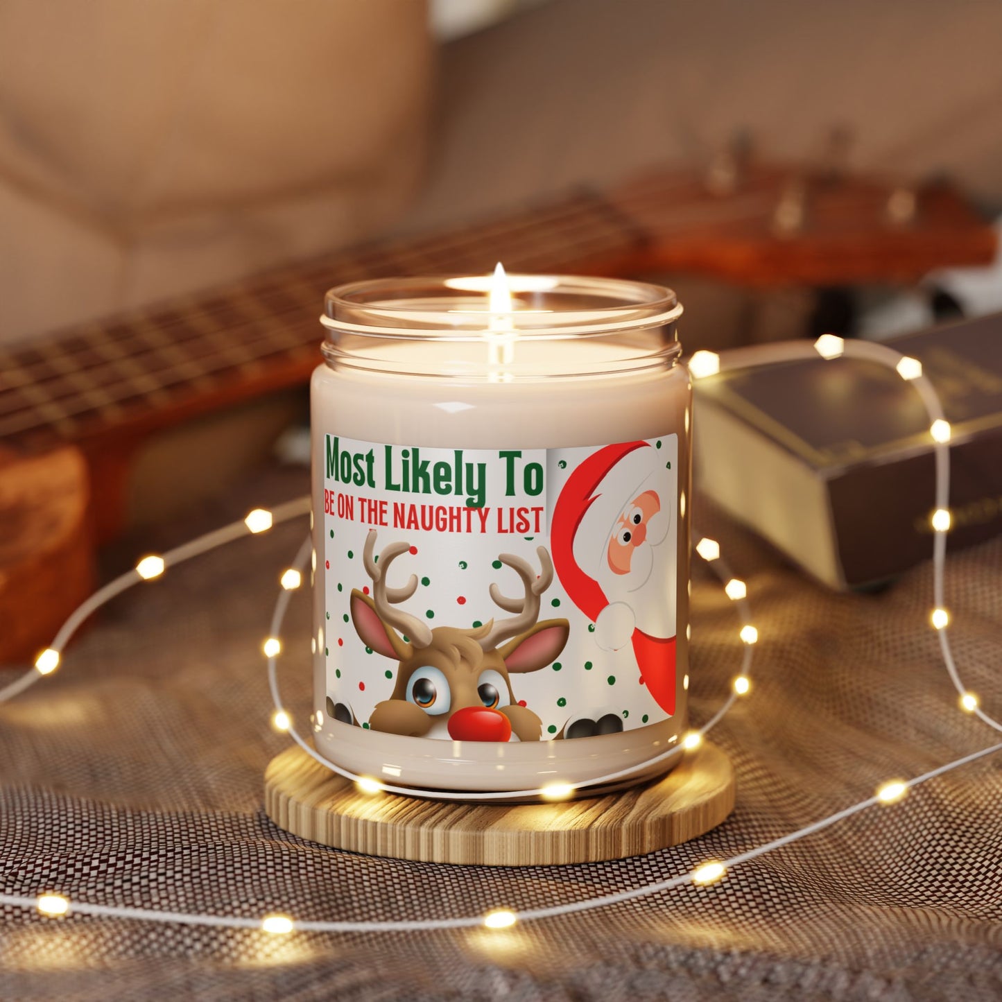 Funny Christmas Scented Soy Candle - "Be on the Naughty List", Santa Candle