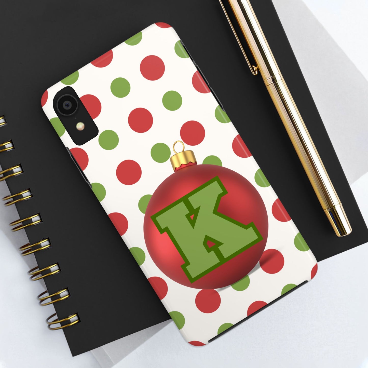 Personalized Holiday Tough Phone Case - Festive Ornament Design